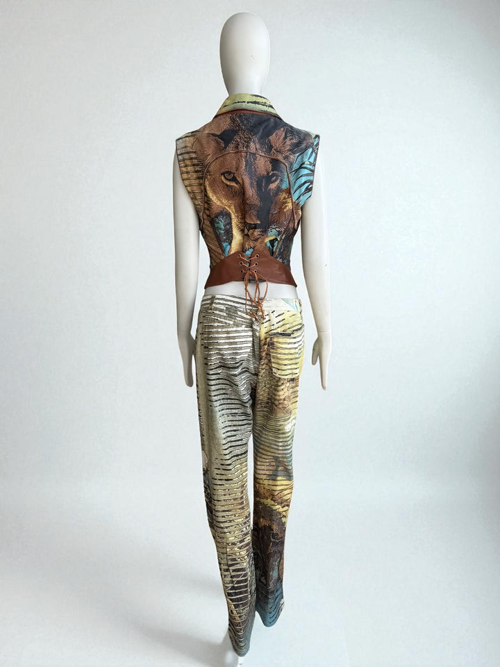 Roberto Cavalli S/S 2002 Lion Set – Leather Jacket & Jeans