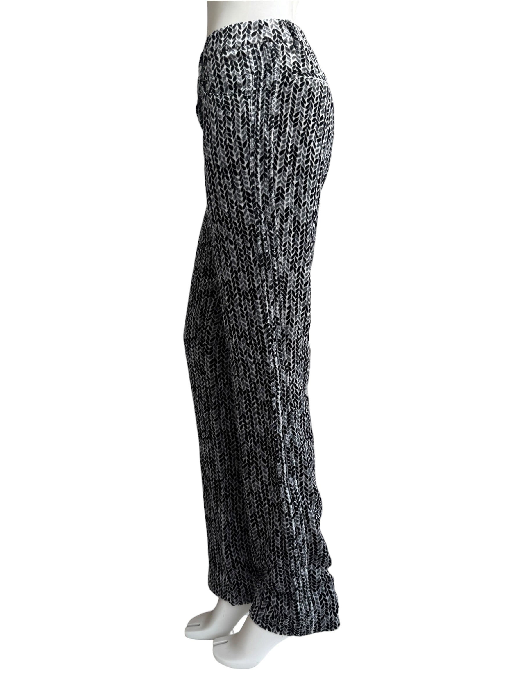 Chanel Fall 2004 Black & White Velvet Pattern Trousers