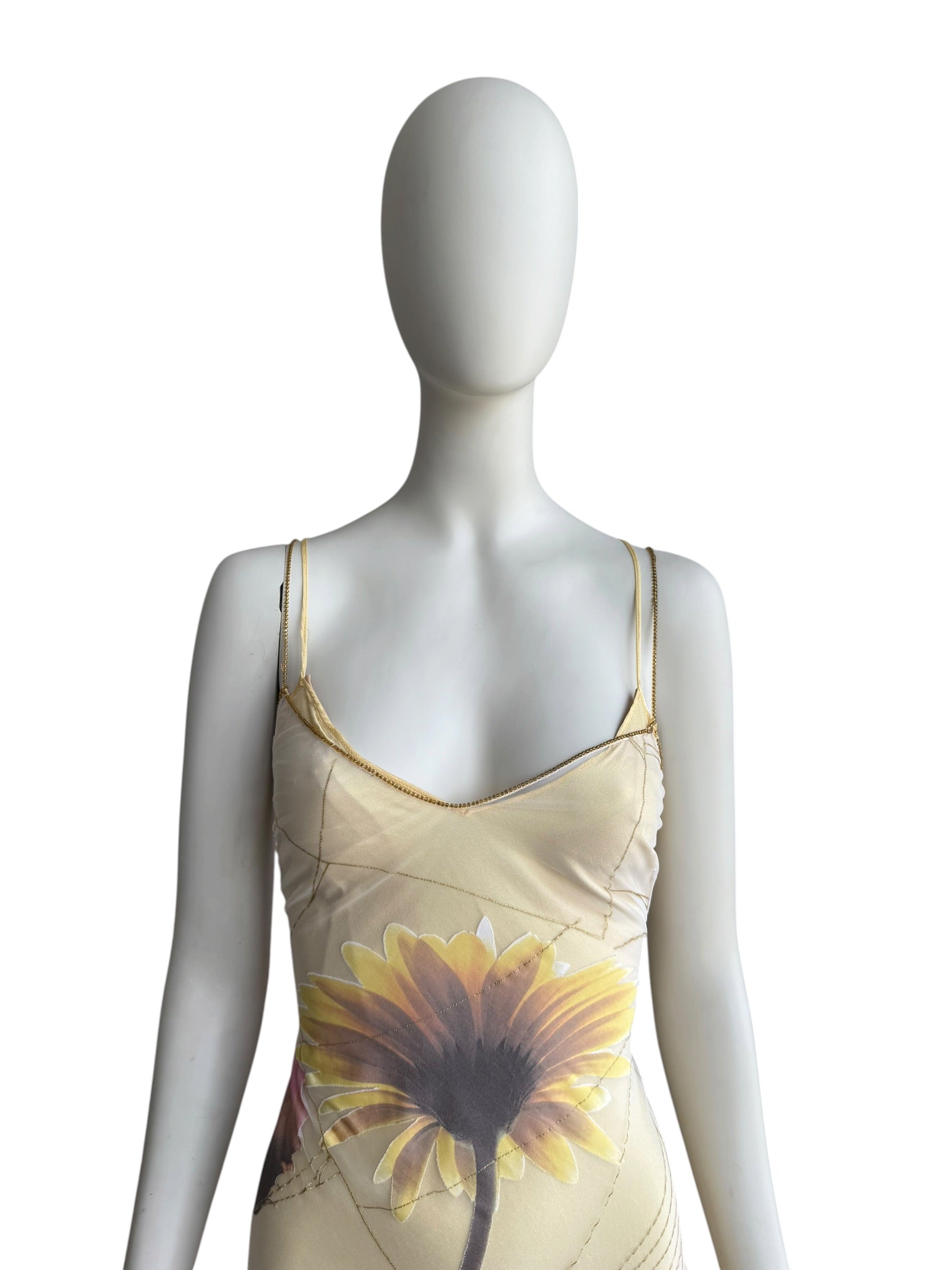 Roberto Cavalli S/S 1999 Spider Web and Daisy Print Sheer Dress Set