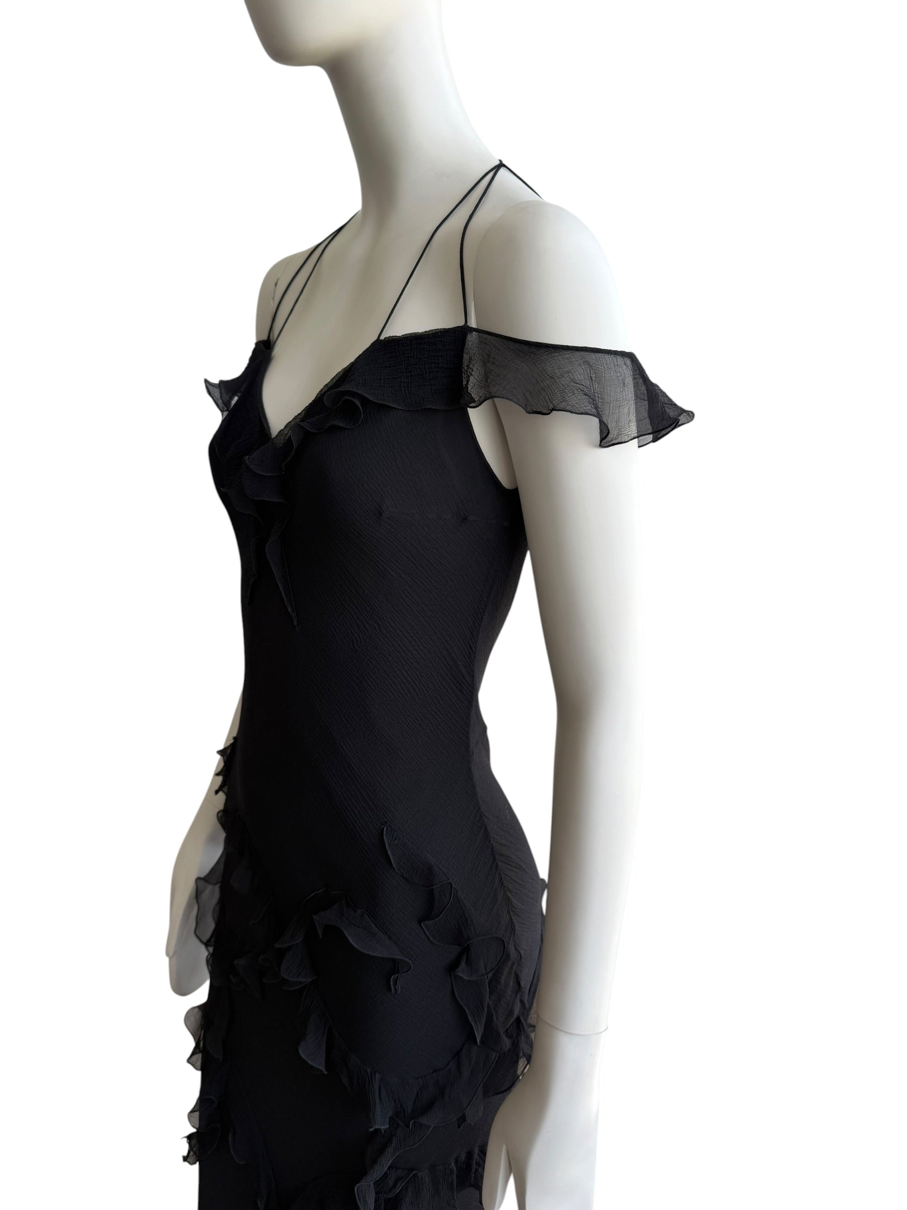 Bundle Christian Dior by John Galliano F/W 2004 Ruffle Silk Gown and Christian Dior By John Galliano F/W 2004 Pink Chiffon Bias Cut Gown