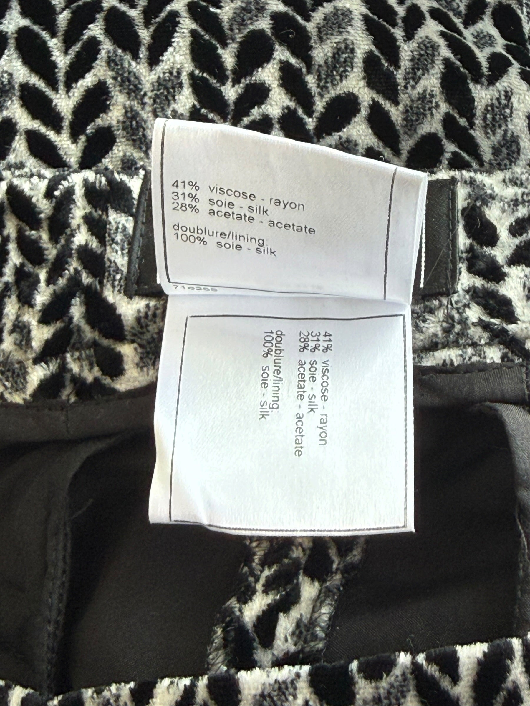 Chanel Fall 2004 Black & White Velvet Pattern Trousers
