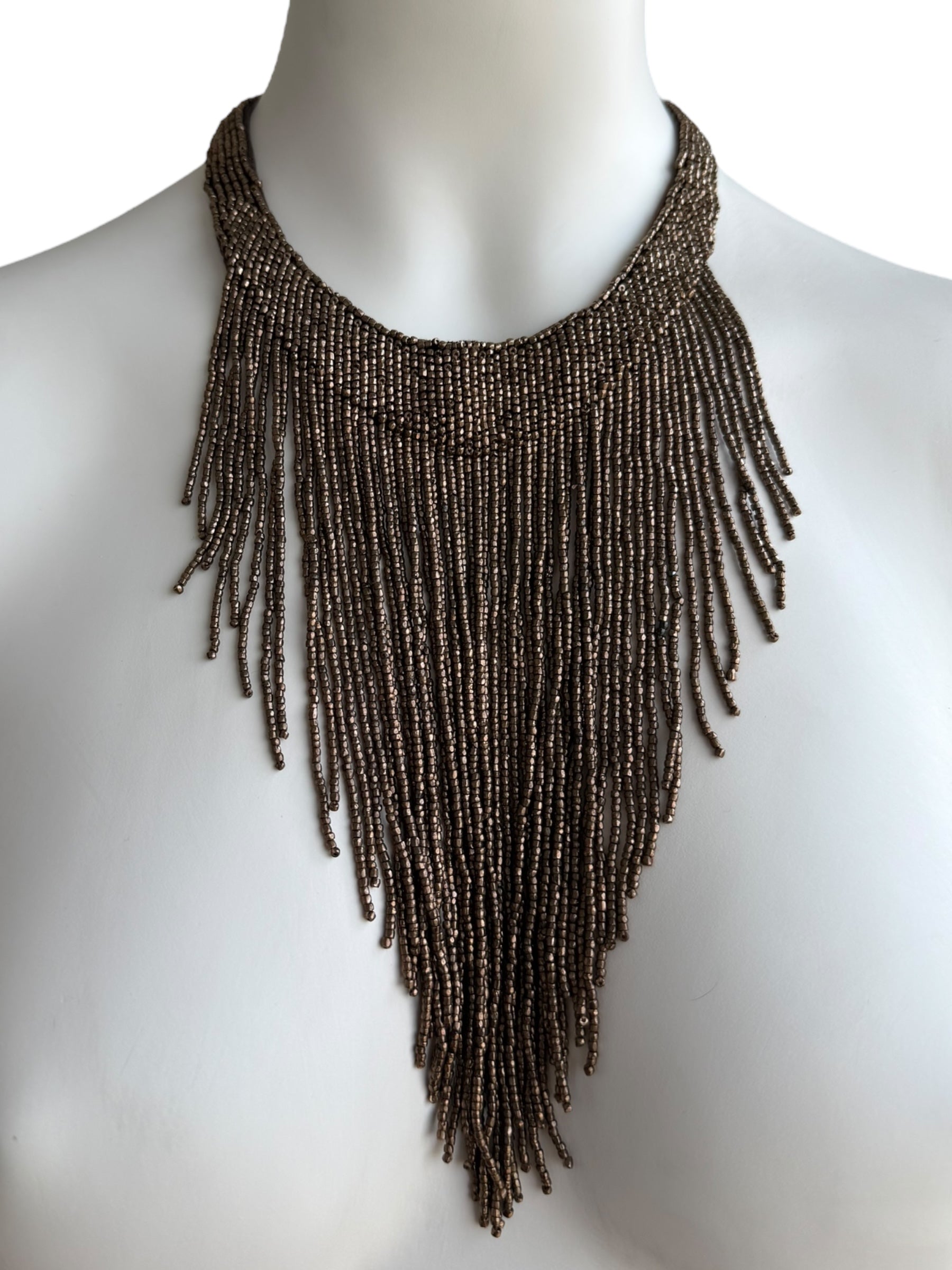 Christian Dior 1997 Masai Beads Crystal Bronze Necklace
