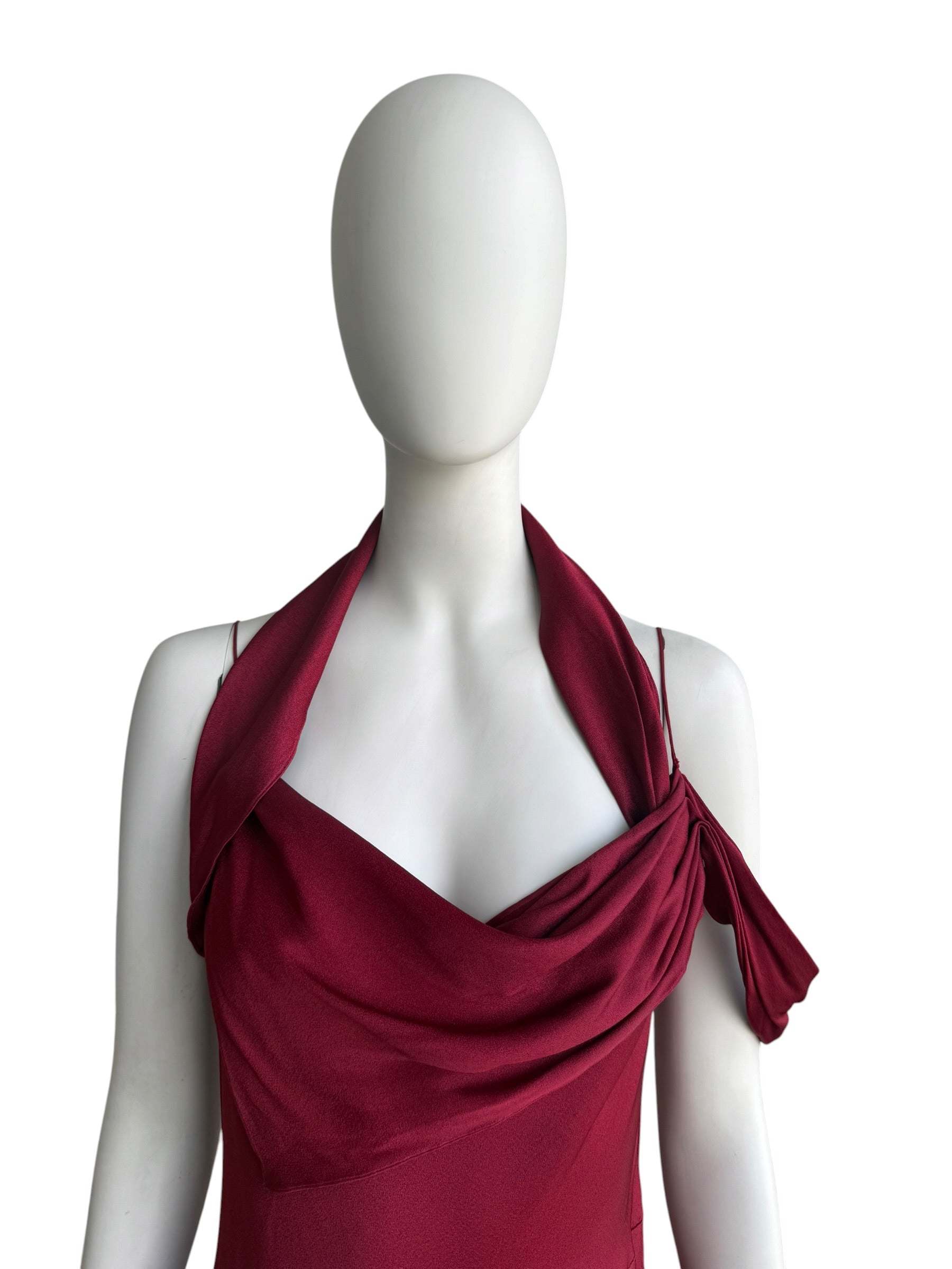 John Galliano F/W 1999 Crimson Bias Cut Satin Evening Gown