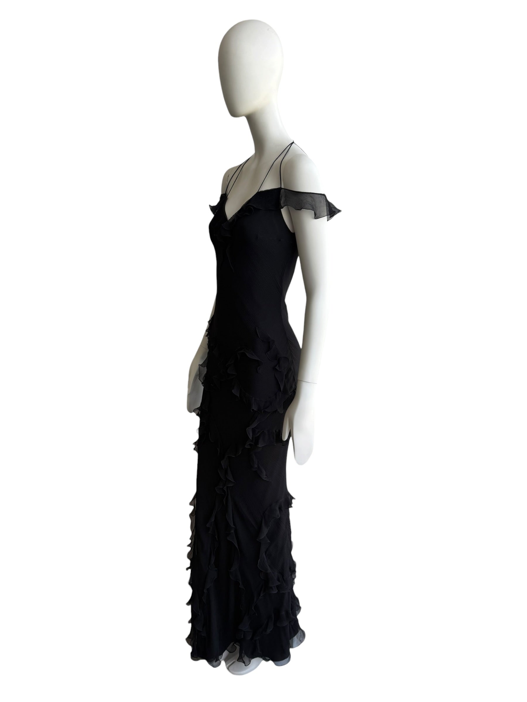 Bundle Christian Dior by John Galliano F/W 2004 Ruffle Silk Gown and Christian Dior By John Galliano F/W 2004 Pink Chiffon Bias Cut Gown