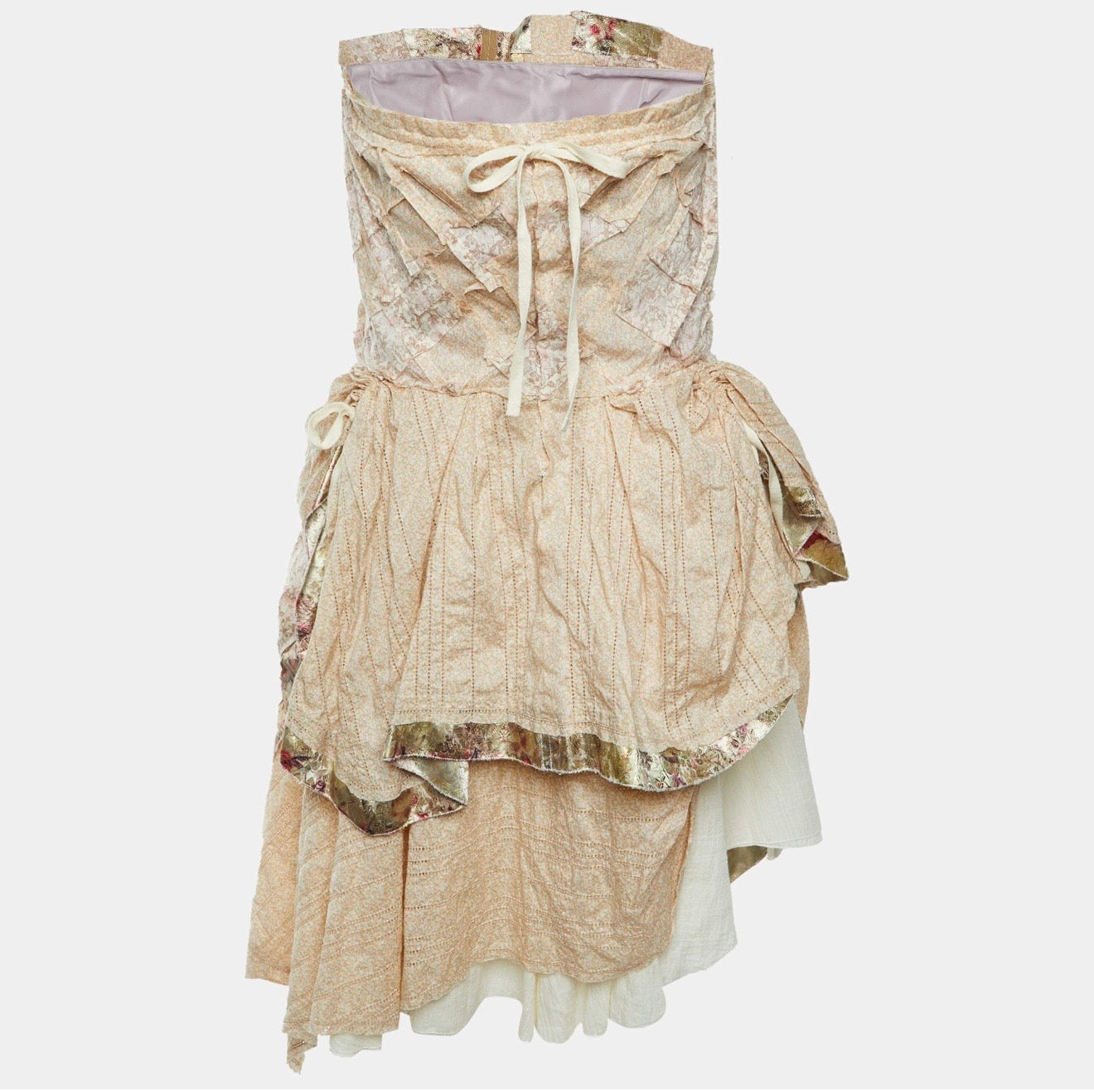 Louis Vuitton Spring/Summer 2007 Runway Beige Metallic Patchwork Corset Dress