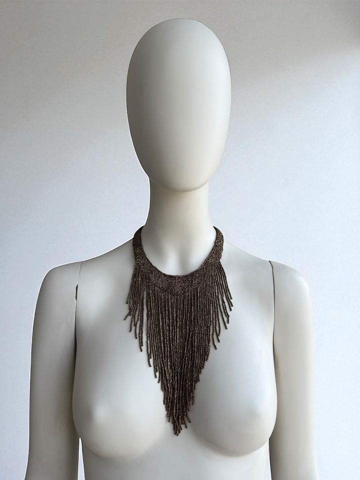Christian Dior 1997 Masai Beads Crystal Bronze Necklace