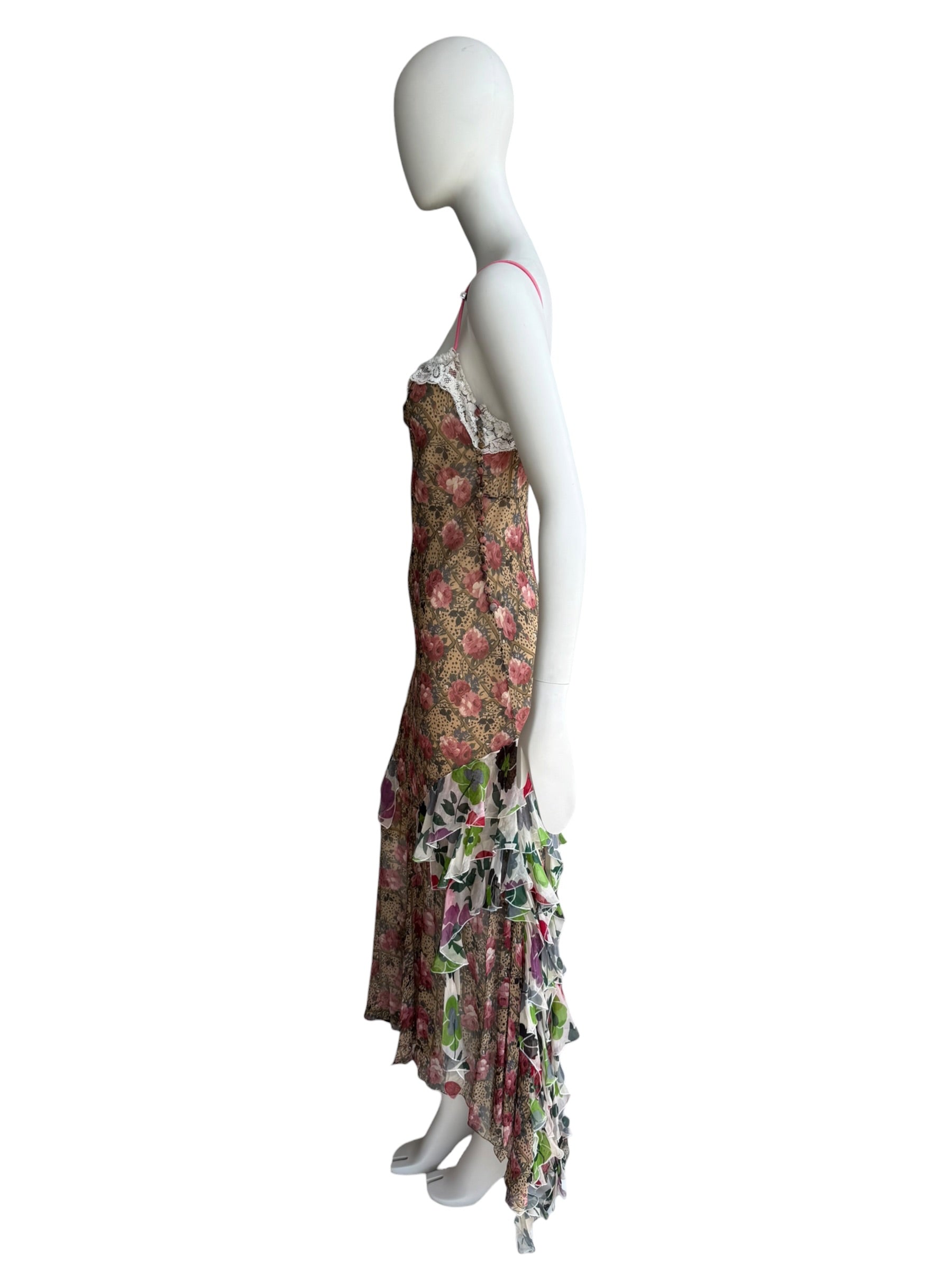 Christian Dior F/W 2001 Floral Silk Dress