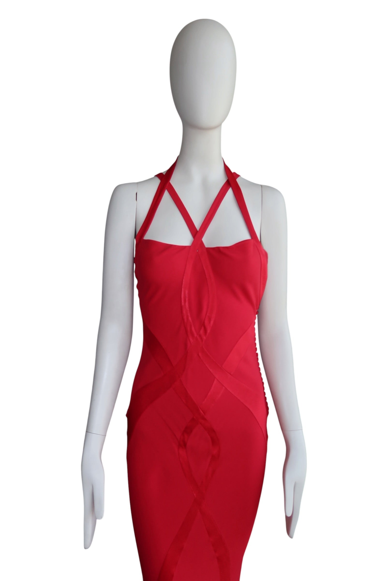Christian Dior F/W 2004 by John Galliano Red Bias Flare Evening Gown