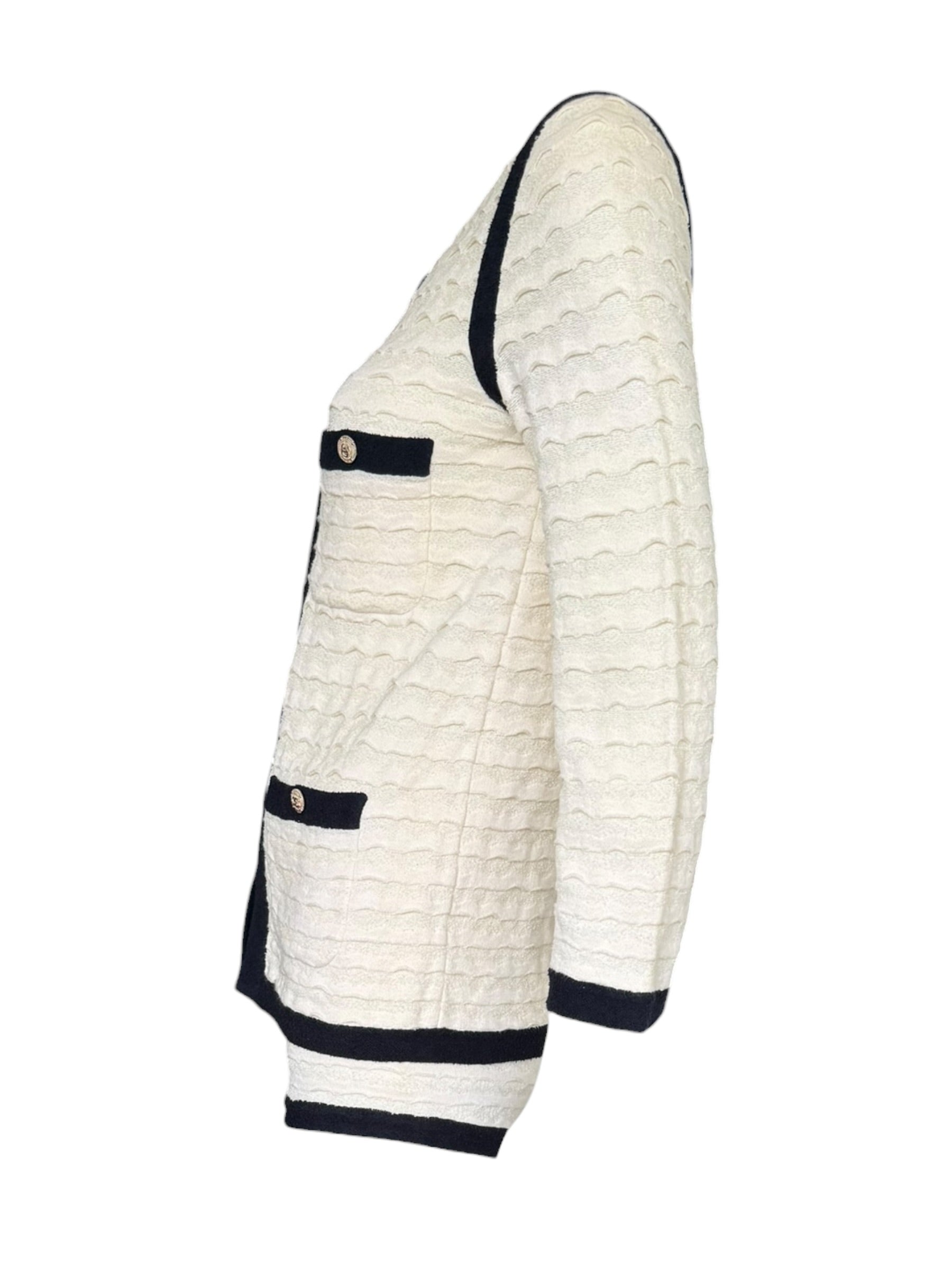 Chanel 12C White & Navy Jacquard Knit Set