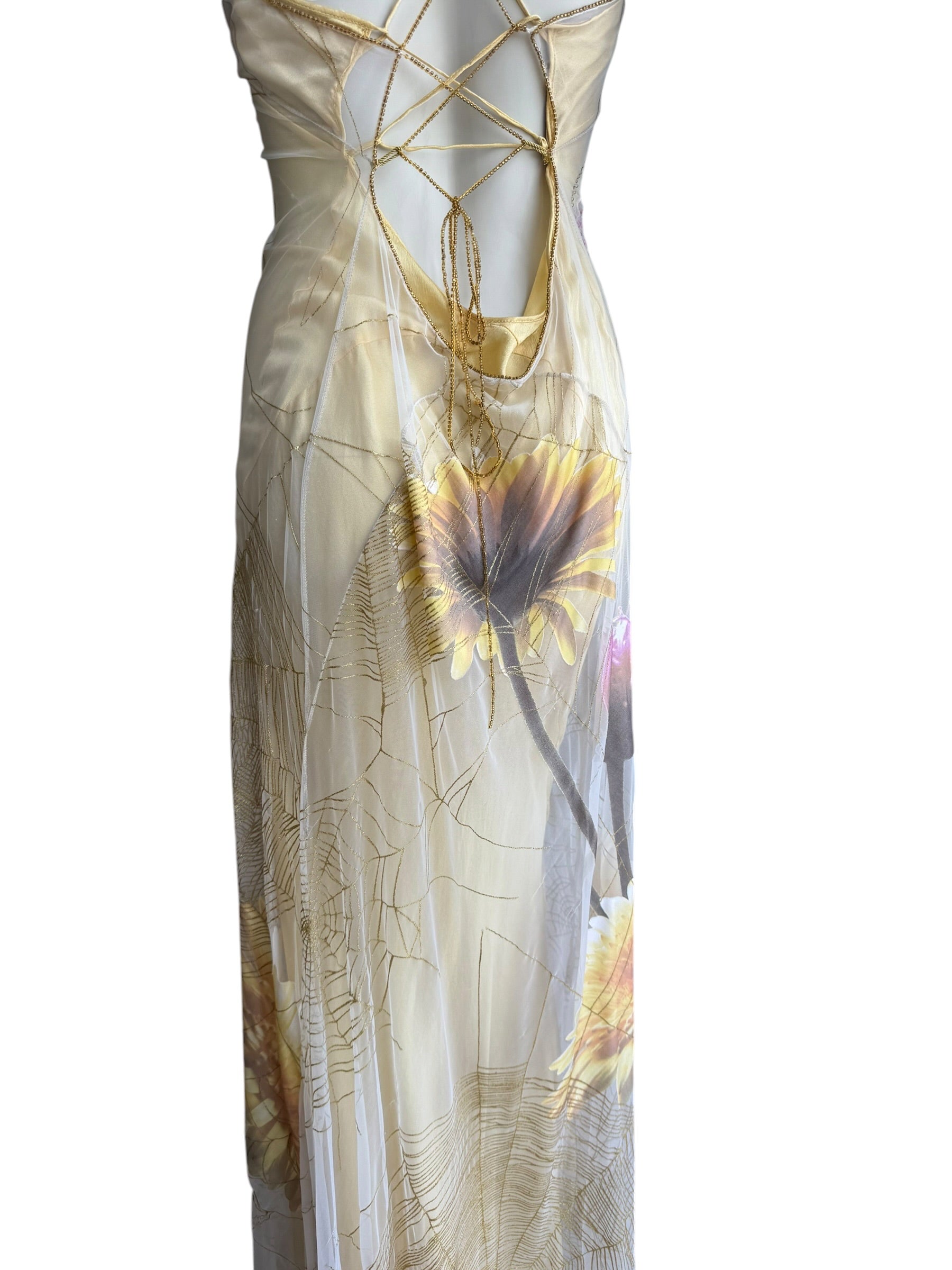 Roberto Cavalli S/S 1999 Spider Web and Daisy Print Sheer Dress Set