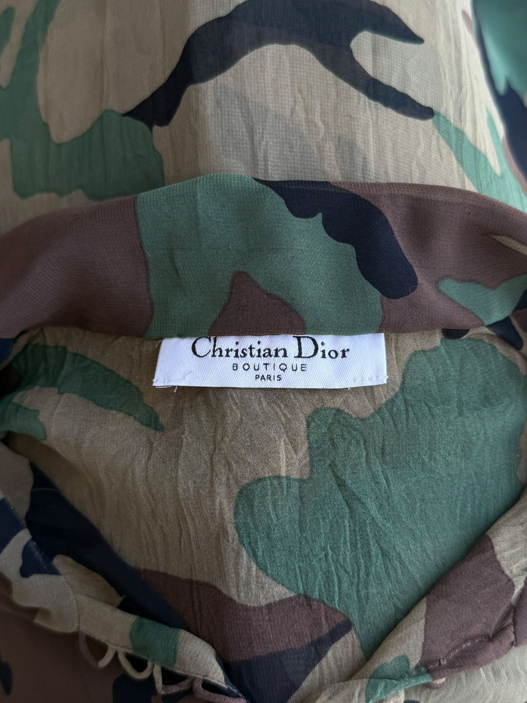 Christian Dior S/S 2001 Camouflage Chiffon Silk