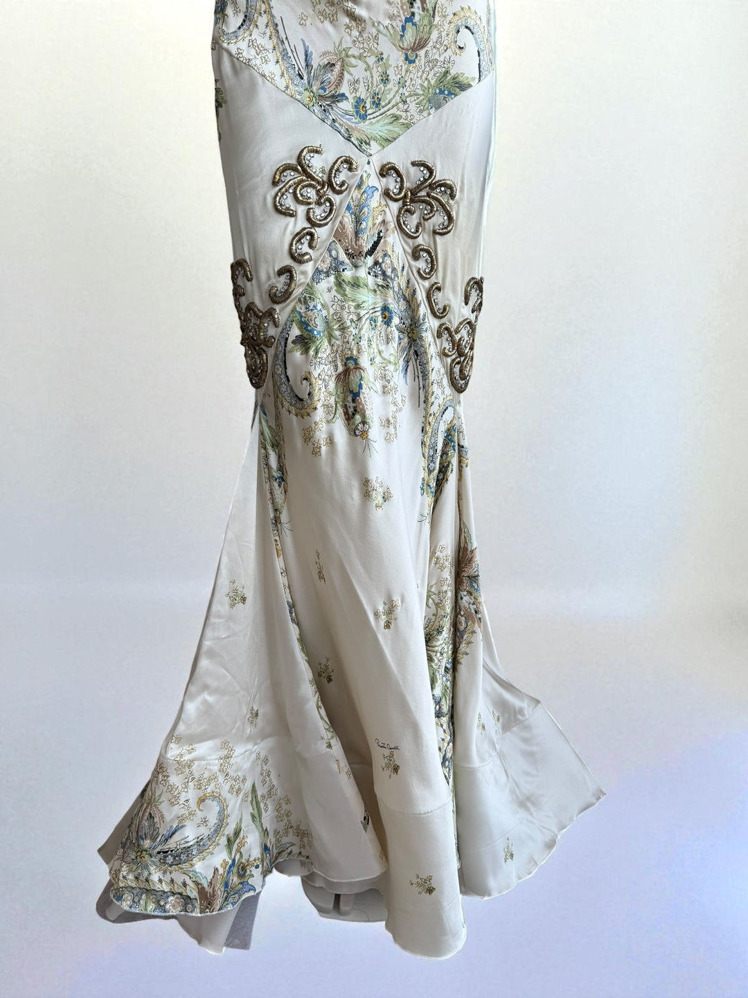 Roberto Cavalli 2004 Crystal-Embellished Silk Gown