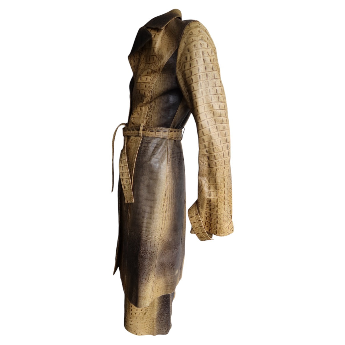 Roberto Cavalli F/W 2000 Croc Leather Trenchcoat And Skirt