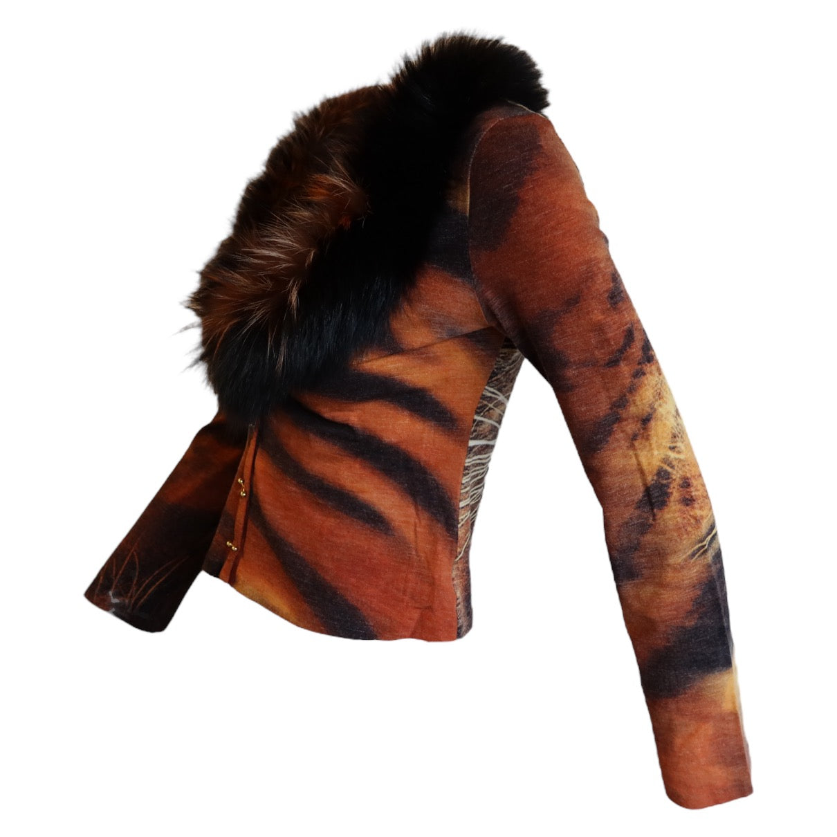 Roberto Cavalli F/W 2000 Tiger Fox Fur Cardigan