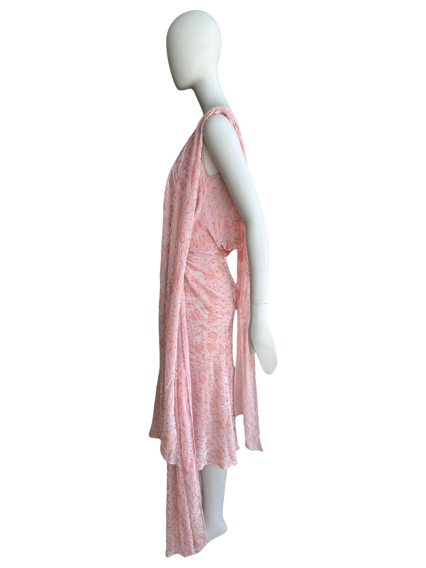 John Galliano F/W 2003 Velvet Silk Draped Dress