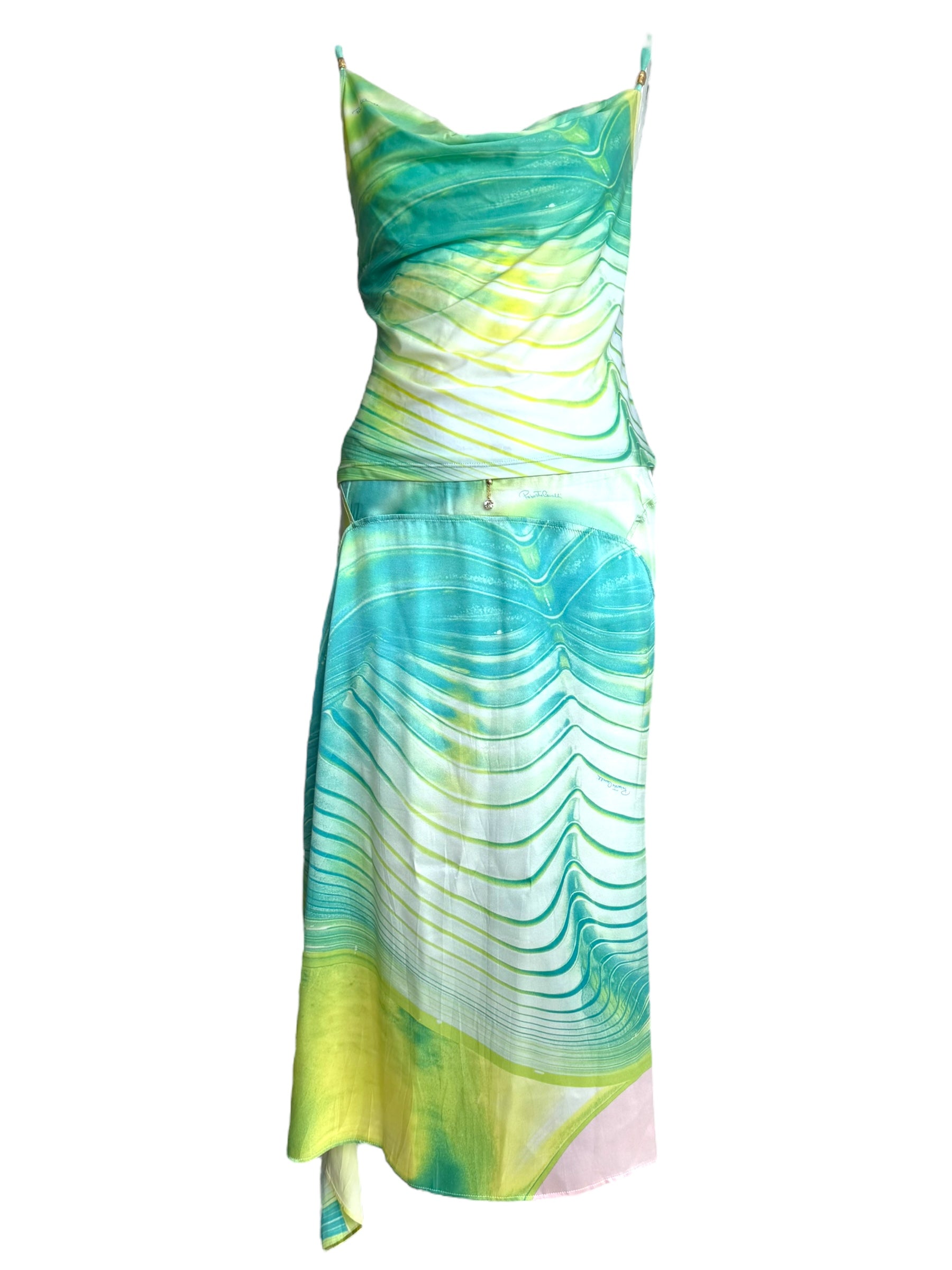Roberto Cavalli S/S 2001 Psychedelic Print Silk Set