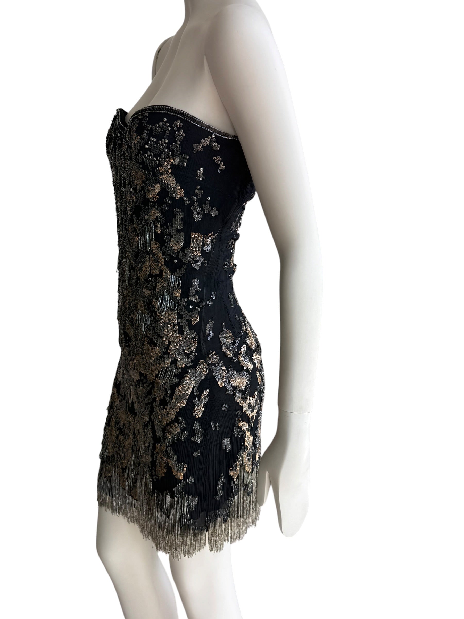 Roberto Cavalli Vintage Embellished Strapless Mini Dress