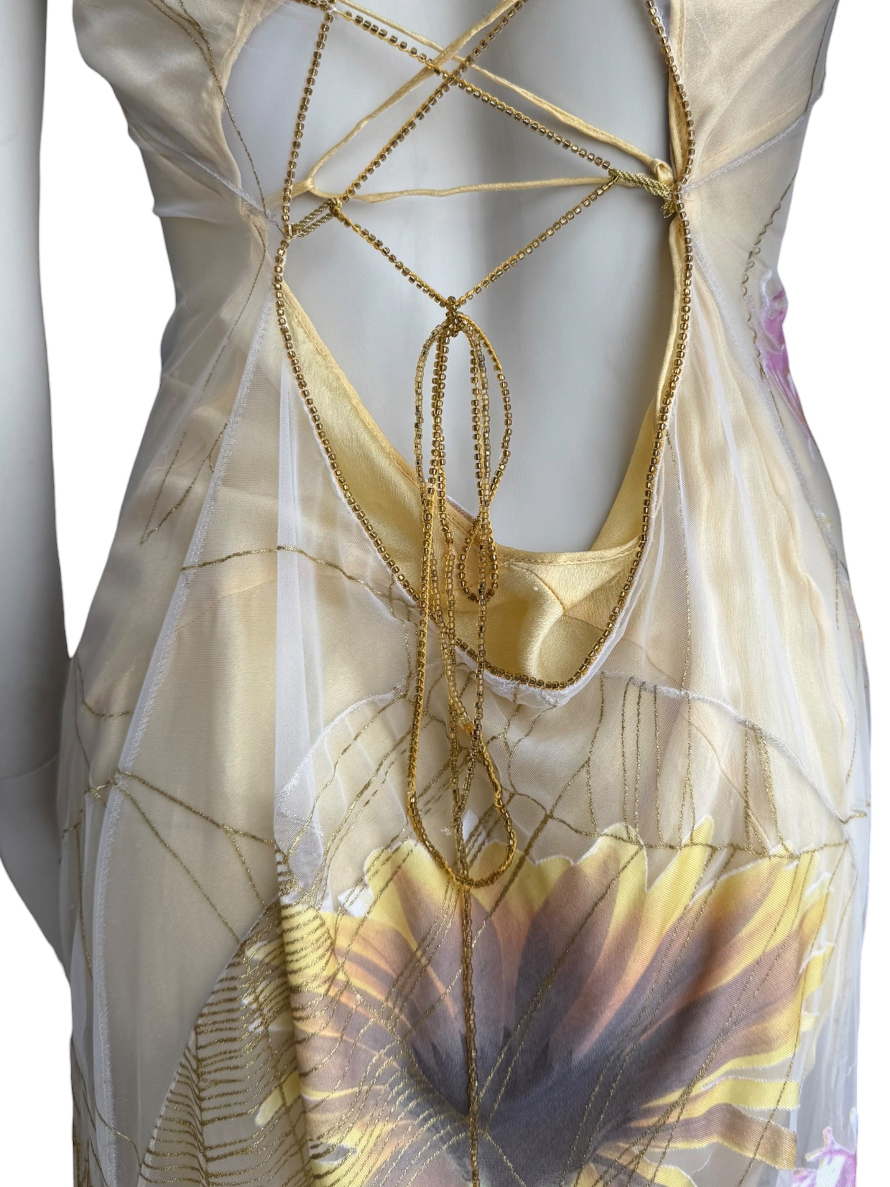 Roberto Cavalli S/S 1999 Spider Web and Daisy Print Sheer Dress Set