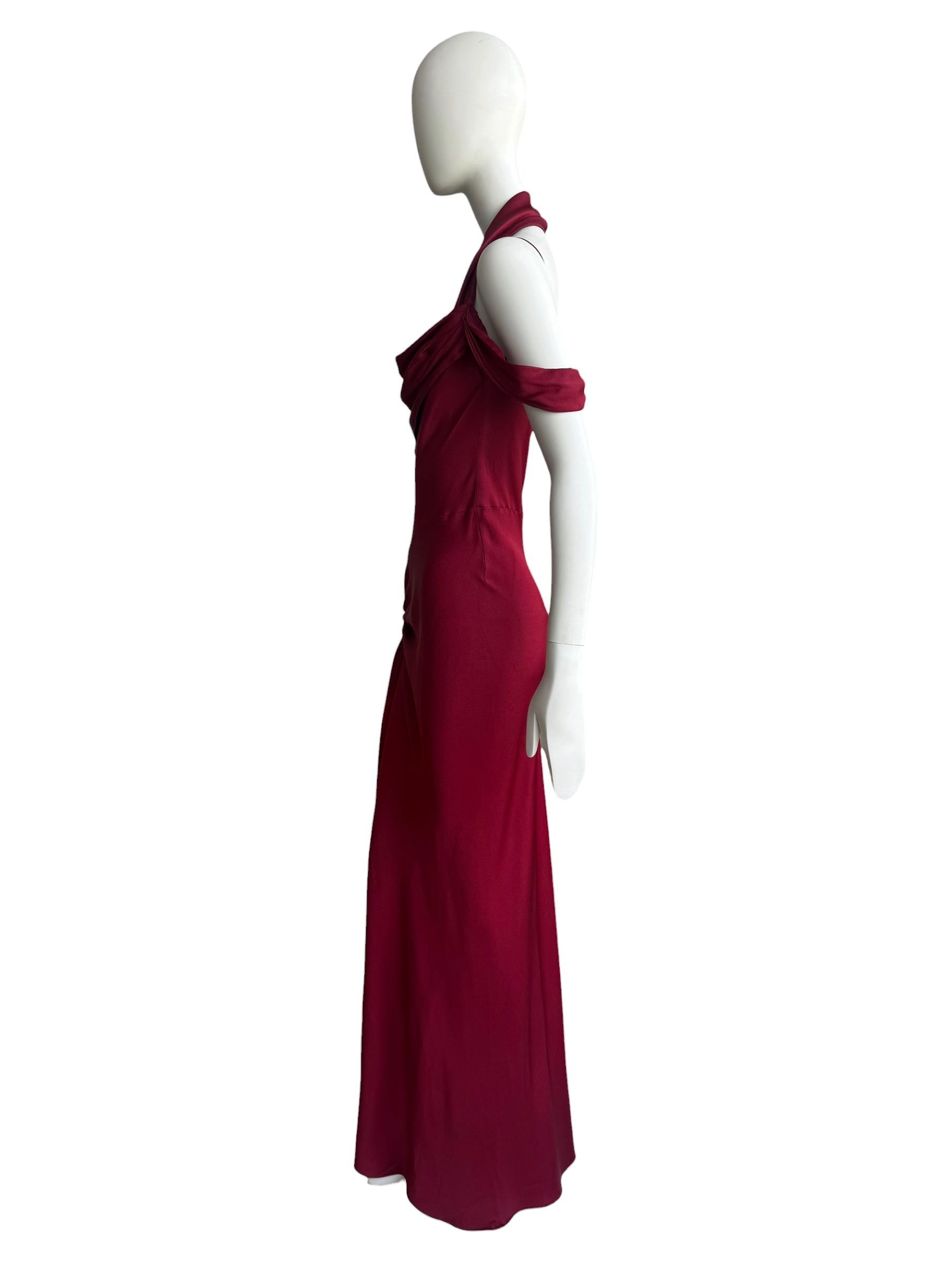 John Galliano F/W 1999 Crimson Bias Cut Satin Evening Gown