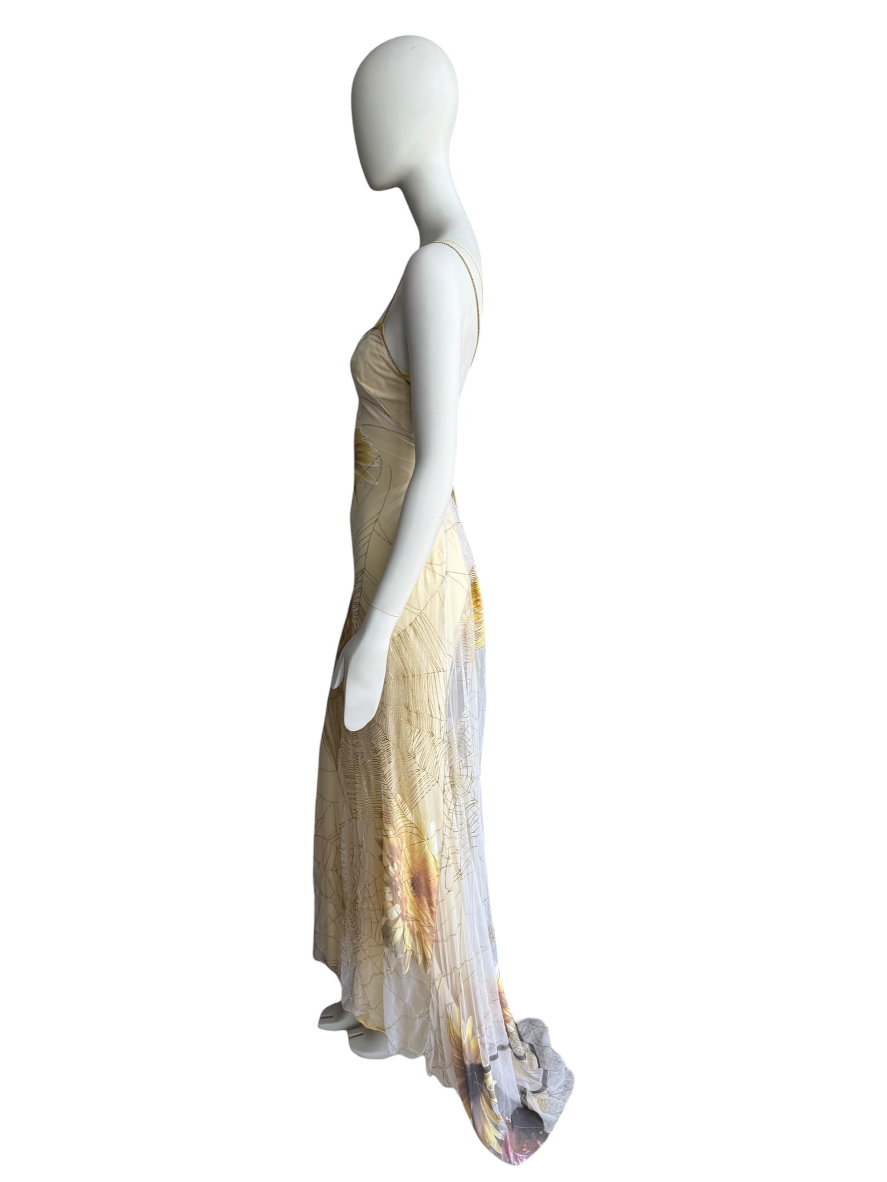 Roberto Cavalli S/S 1999 Spider Web and Daisy Print Sheer Dress Set