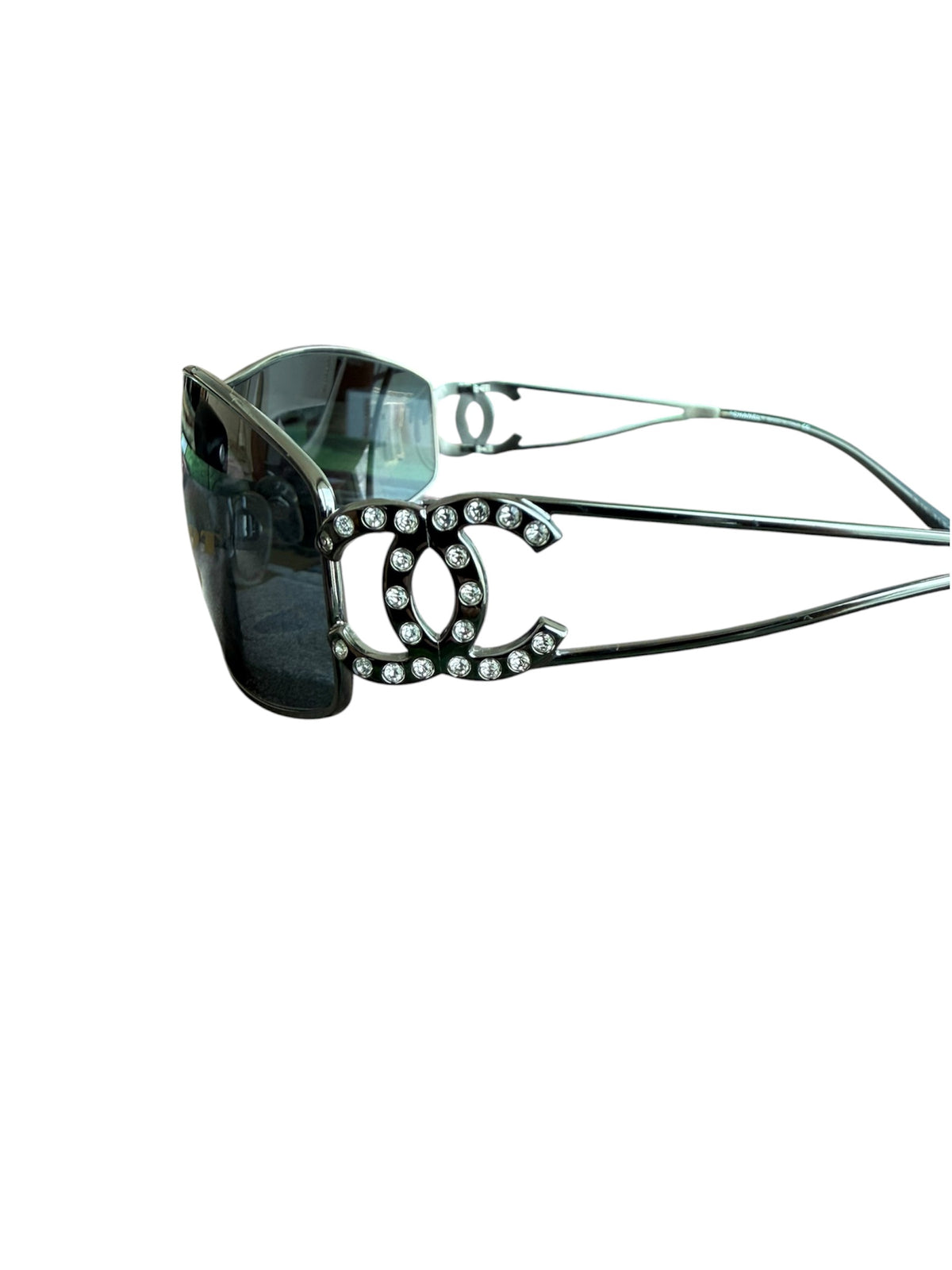 Vintage Chanel 4073B CC Swarovski Crystal Shield Sunglasses