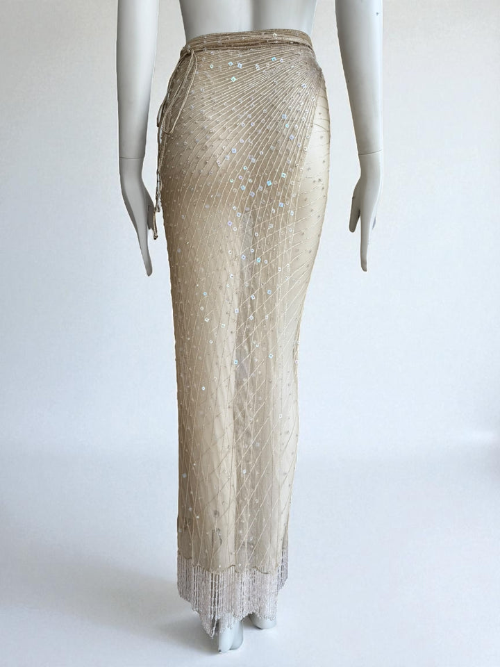 Roberto Cavalli S/S 2000 Beaded Embellished Wrap Skirt