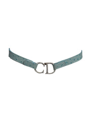 Christian Dior Ostrich Strass CD Buckle Belt