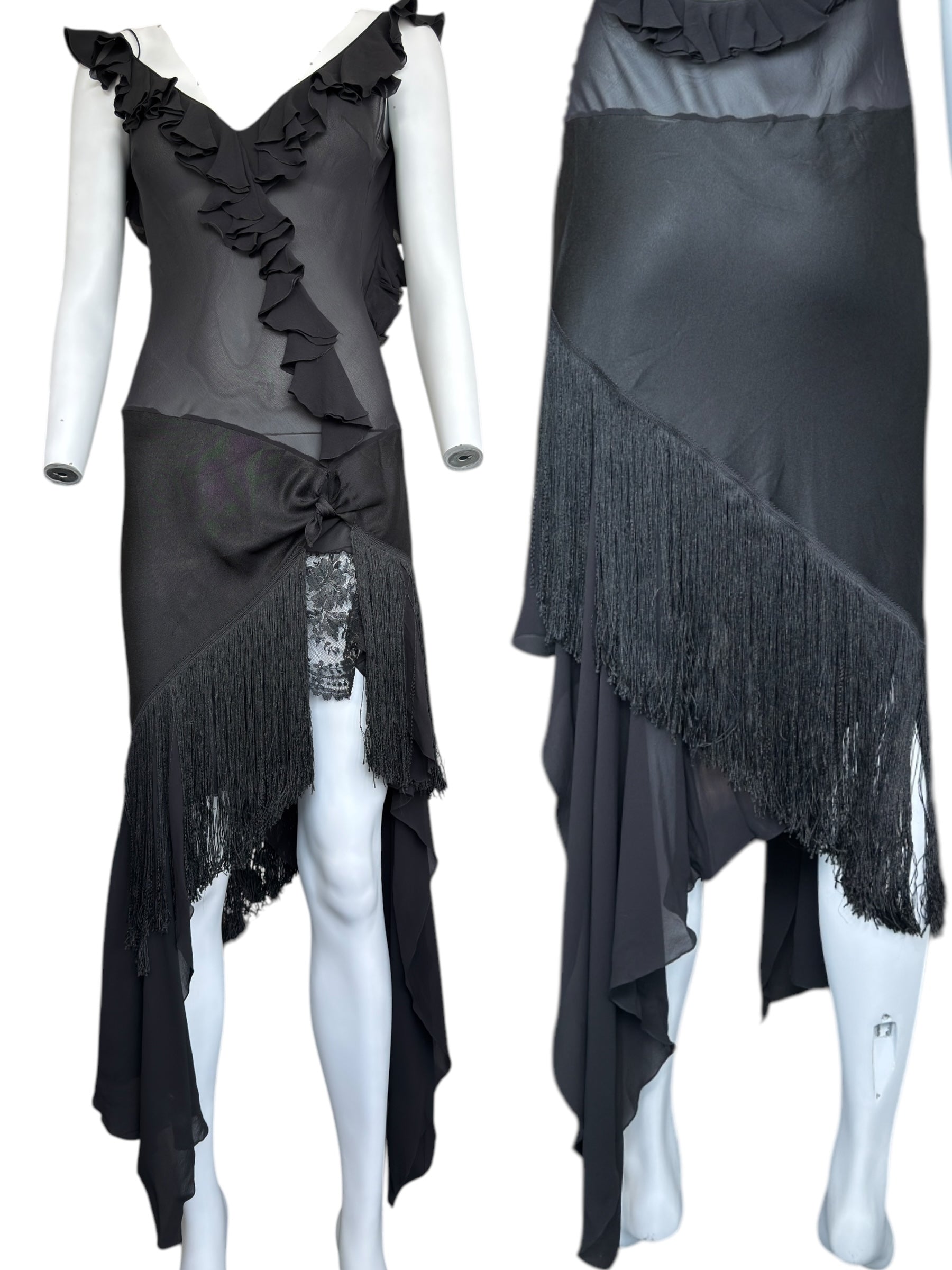John Galliano S/S 1997 Silk Chiffon Fringe Dress