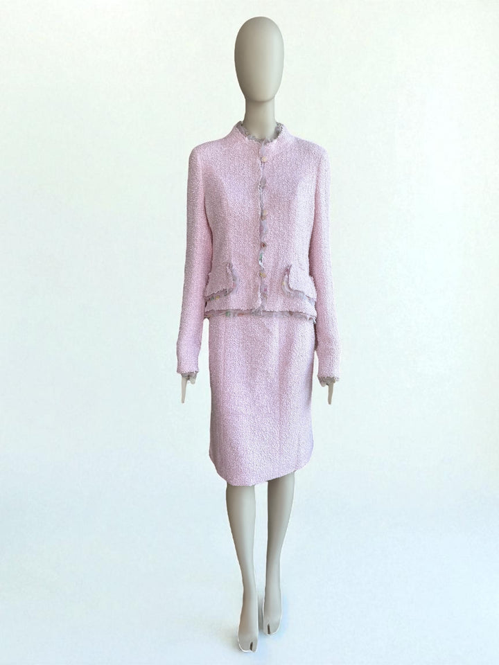 Chanel Resort 04C Pink Tweed Skirt Suit