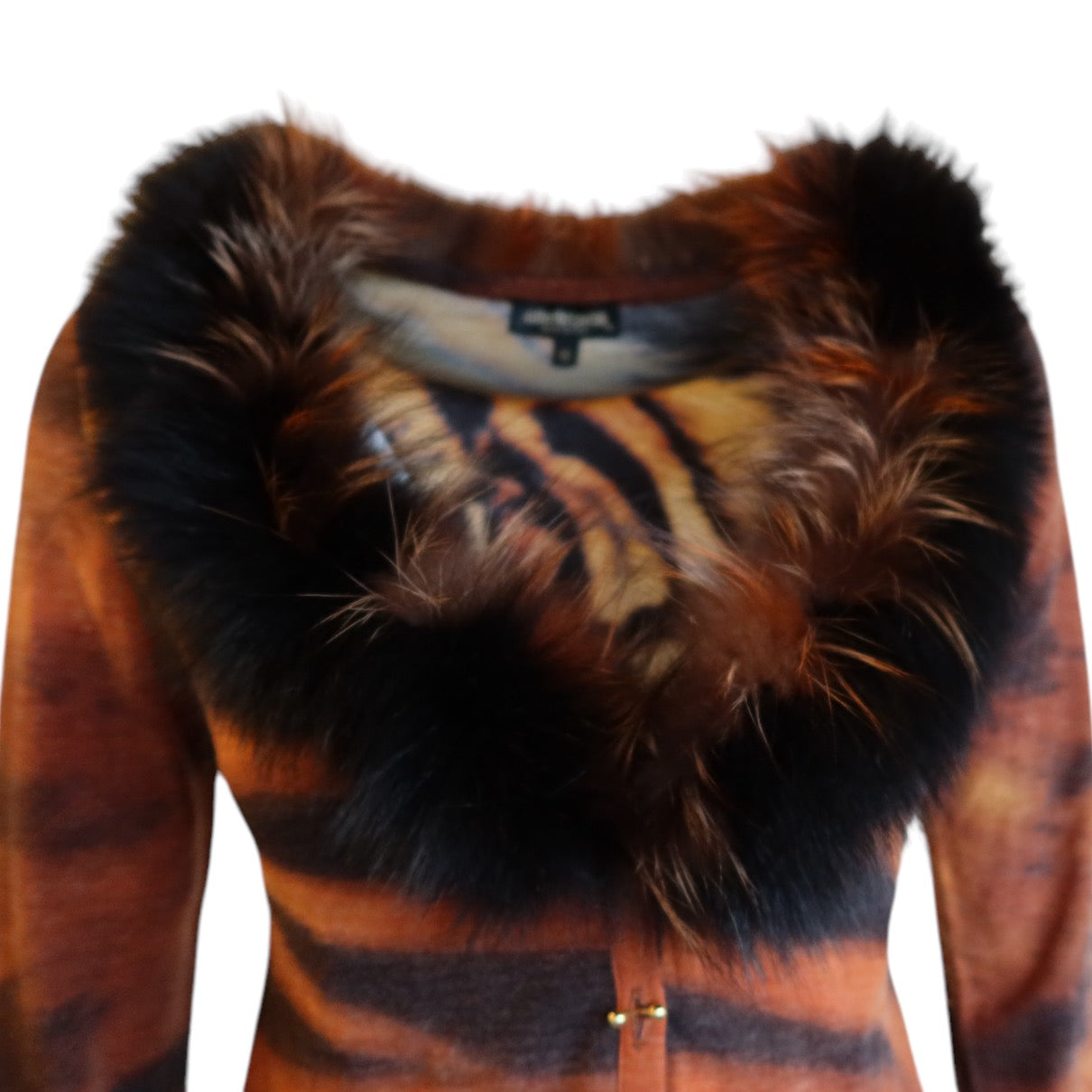Roberto Cavalli F/W 2000 Tiger Fox Fur Cardigan And Jeans
