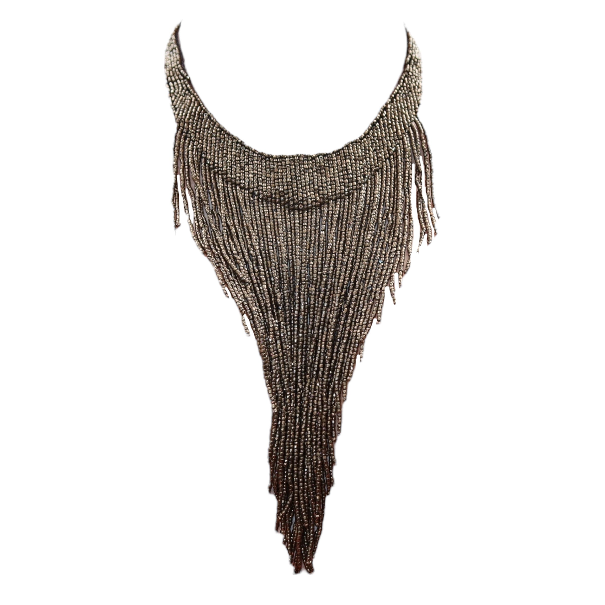 Christian Dior 1997 Masai Beads Crystal Bronze Necklace