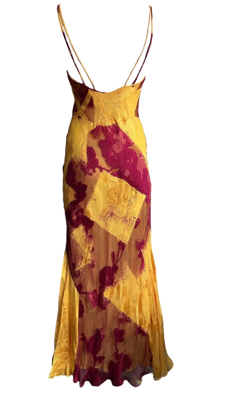 Christian Dior Spring 2001 Gold Sheer Silk Dress by John Galliano