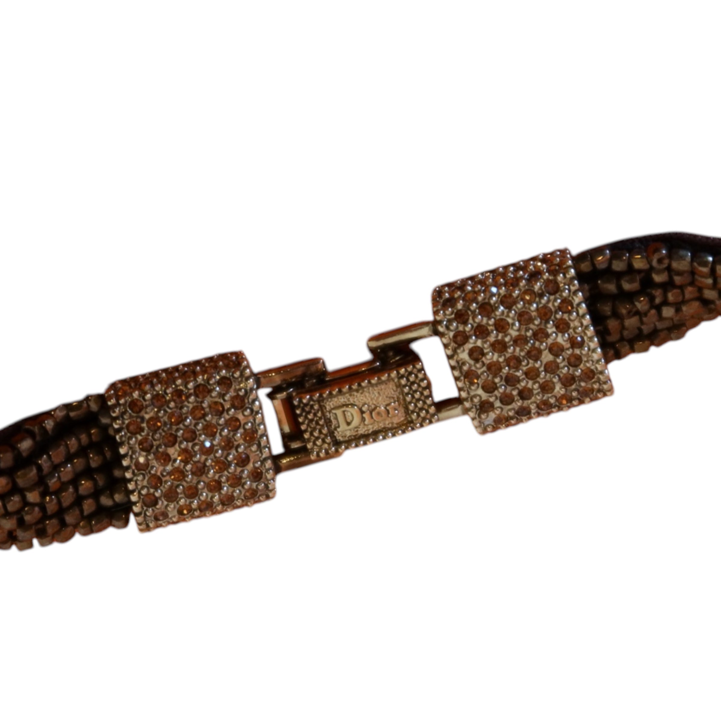 Christian Dior 1997 Masai Beads Crystal Bronze Necklace