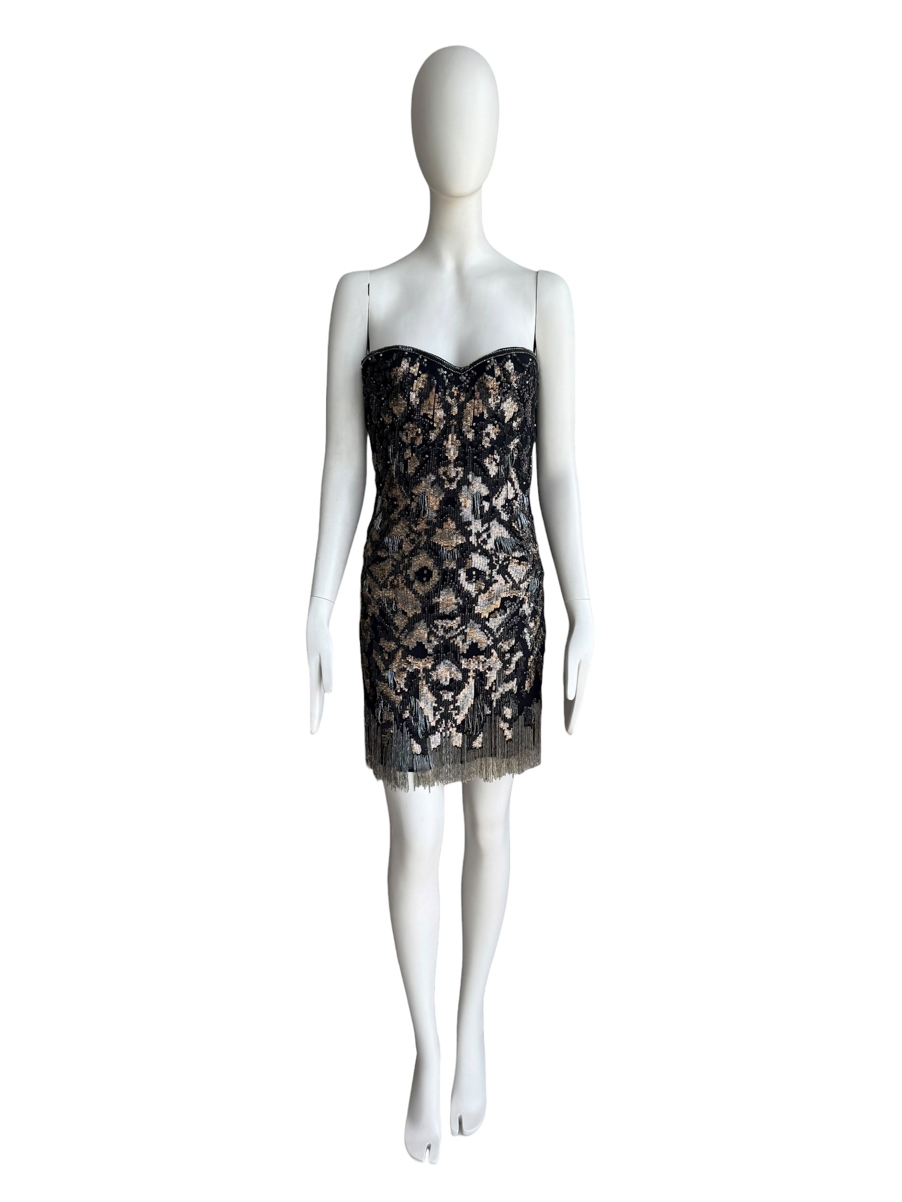 Roberto Cavalli Vintage Embellished Strapless Mini Dress