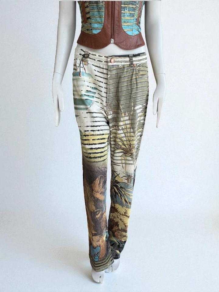 Roberto Cavalli S/S 2002 Lion Set – Leather Jacket & Jeans