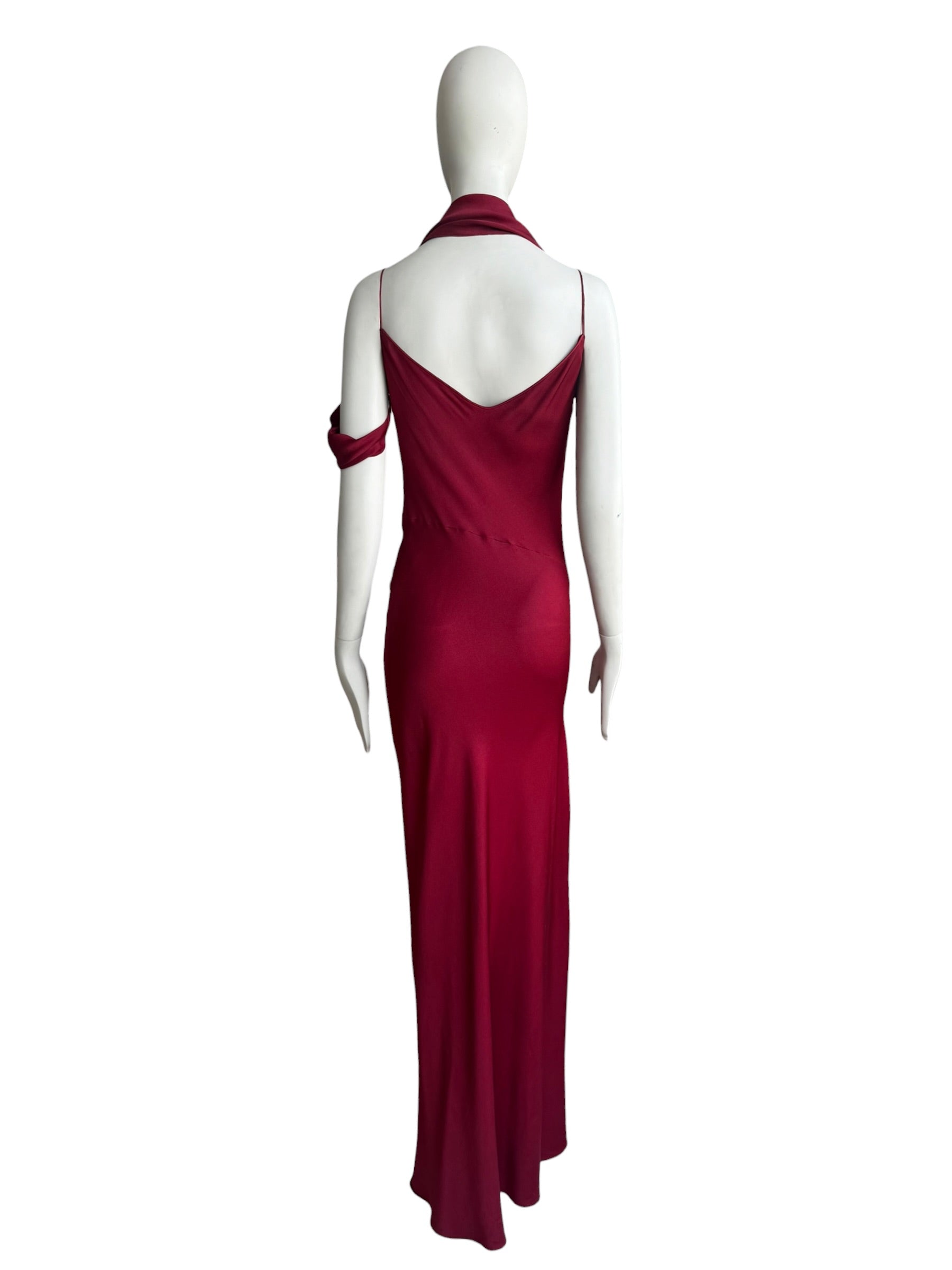 John Galliano F/W 1999 Crimson Bias Cut Satin Evening Gown