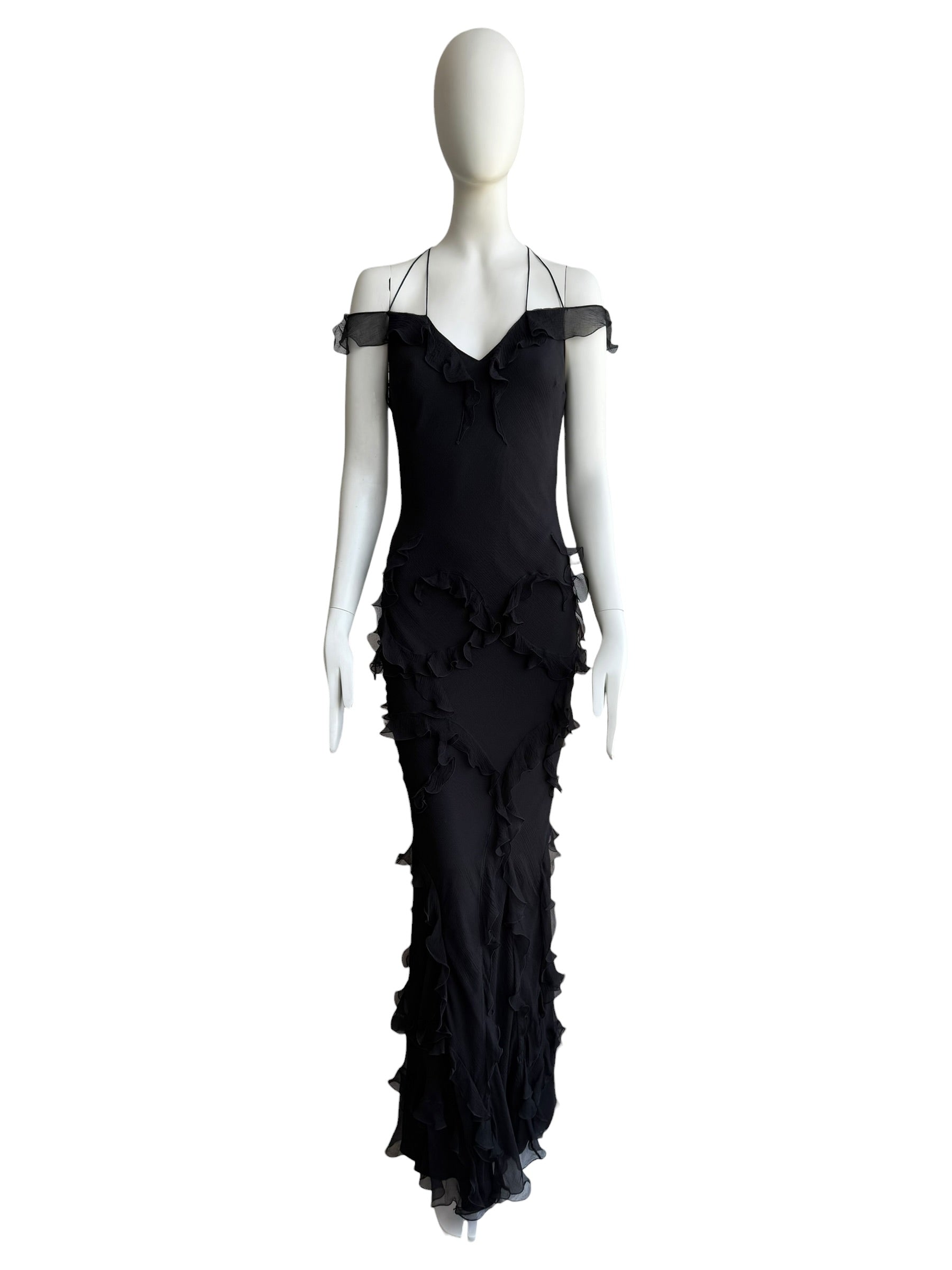 Bundle Christian Dior by John Galliano F/W 2004 Ruffle Silk Gown and Christian Dior By John Galliano F/W 2004 Pink Chiffon Bias Cut Gown