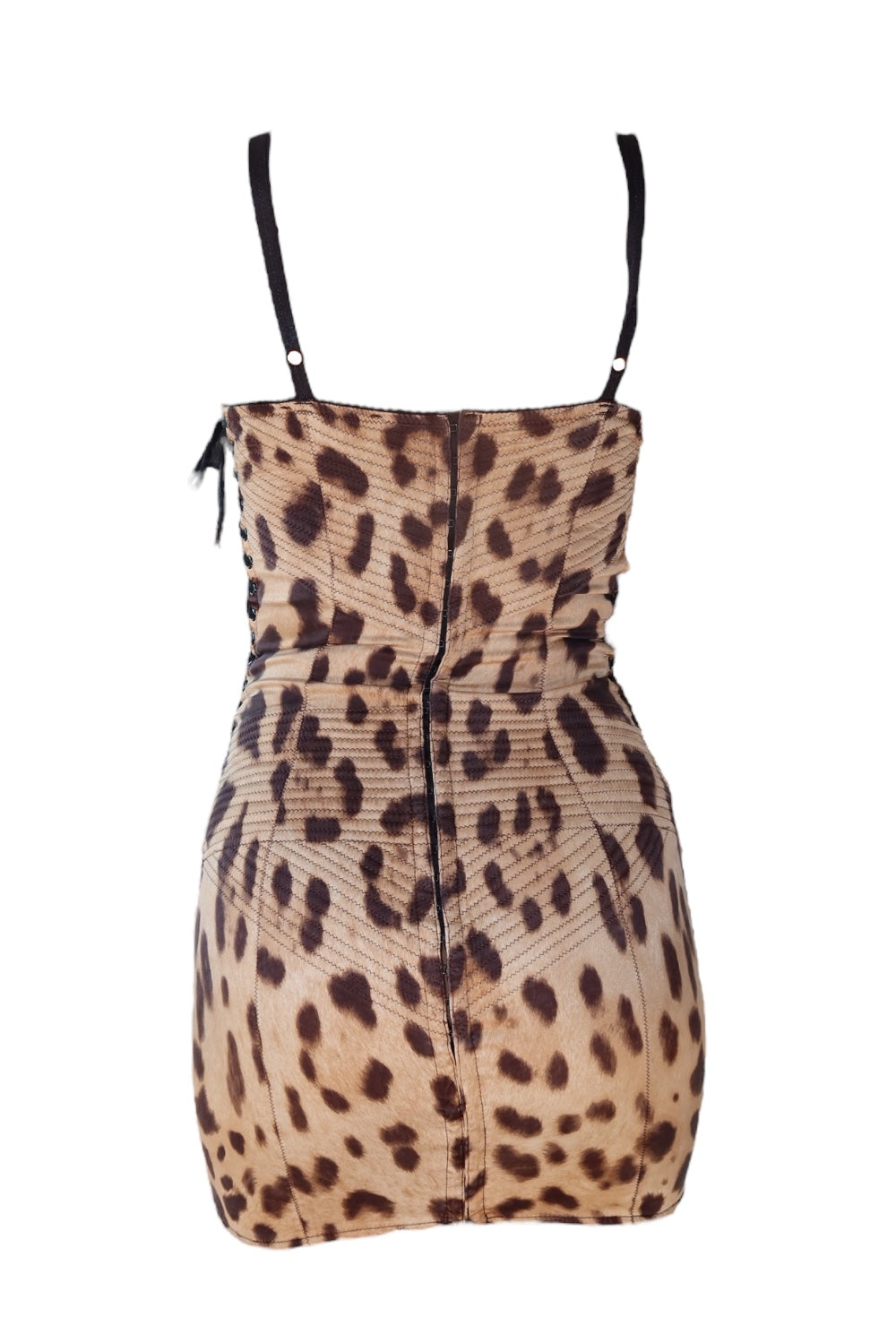 Dolce & Gabbana 2000s Silk Corset Leopard Lace Dress