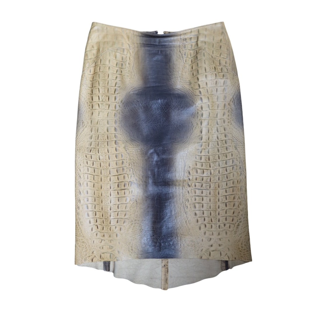 Roberto Cavalli F/W 2000 Croc Leather Trenchcoat And Skirt