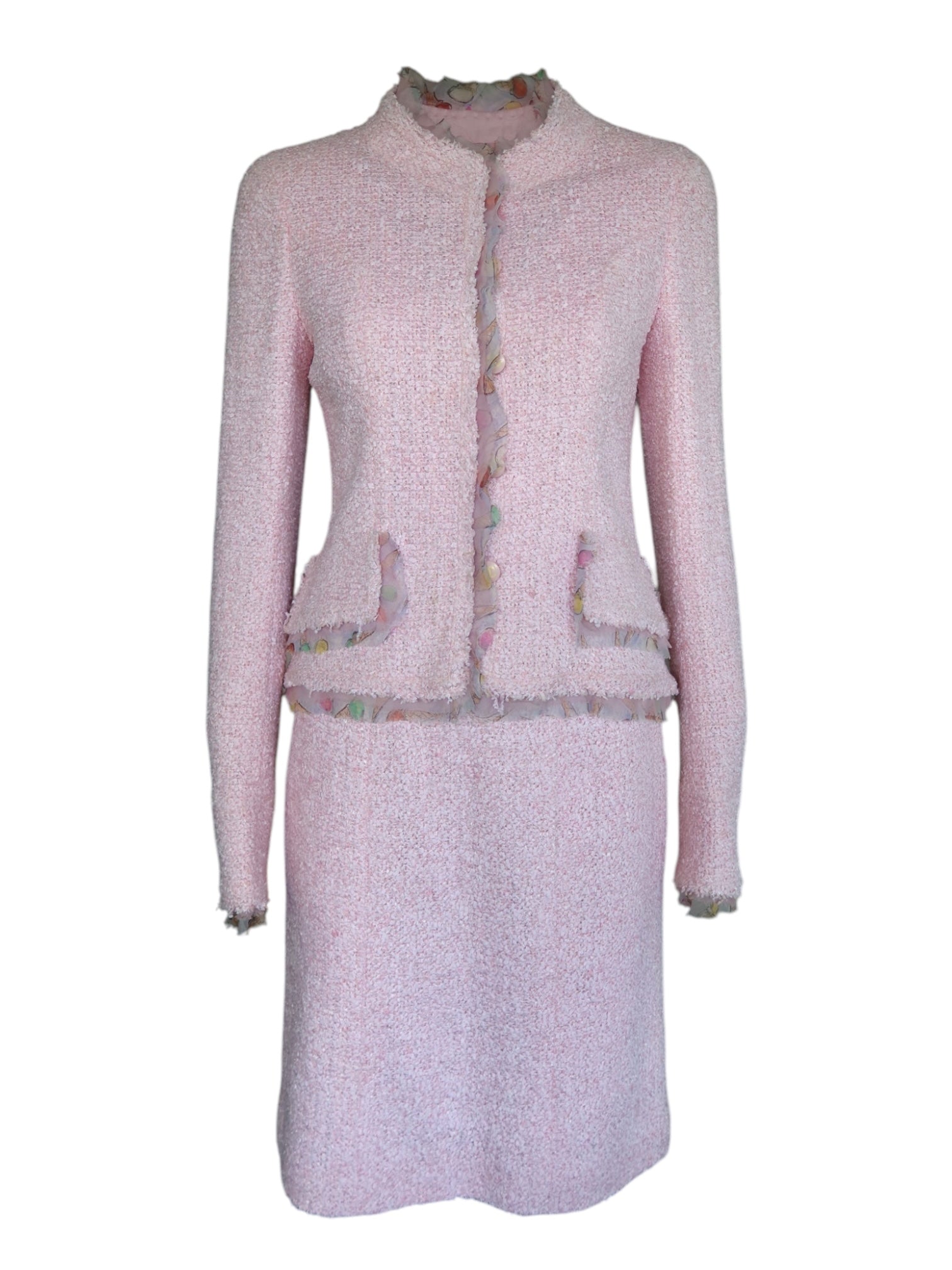 Chanel Resort 04C Pink Tweed Skirt Suit