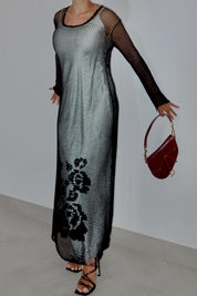 Dolce & Gabbana F/W 1997 Sheer Black Fishnet Crochet Floral Dress