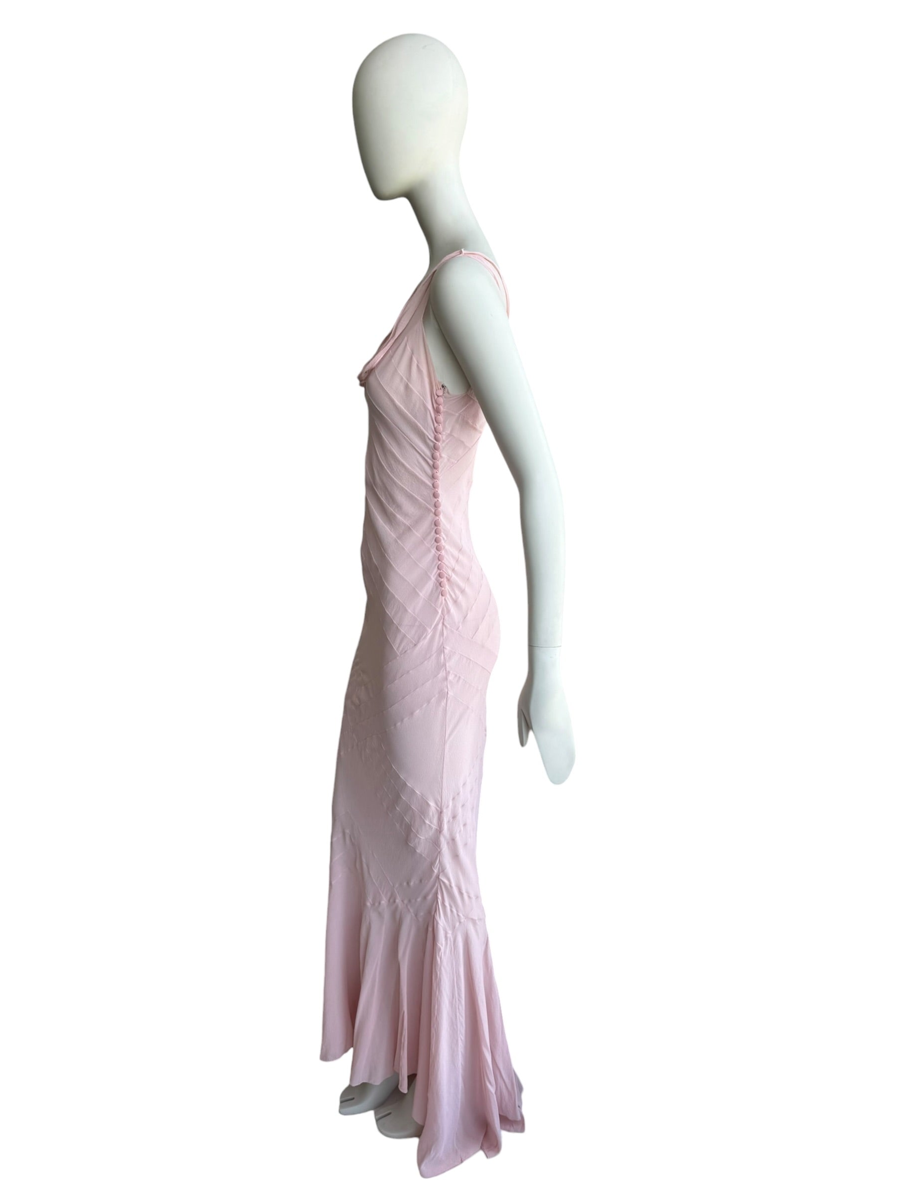 Bundle Christian Dior by John Galliano F/W 2004 Ruffle Silk Gown and Christian Dior By John Galliano F/W 2004 Pink Chiffon Bias Cut Gown