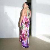 Roberto Cavalli S/S 2005 Floral Halter Silk Dress