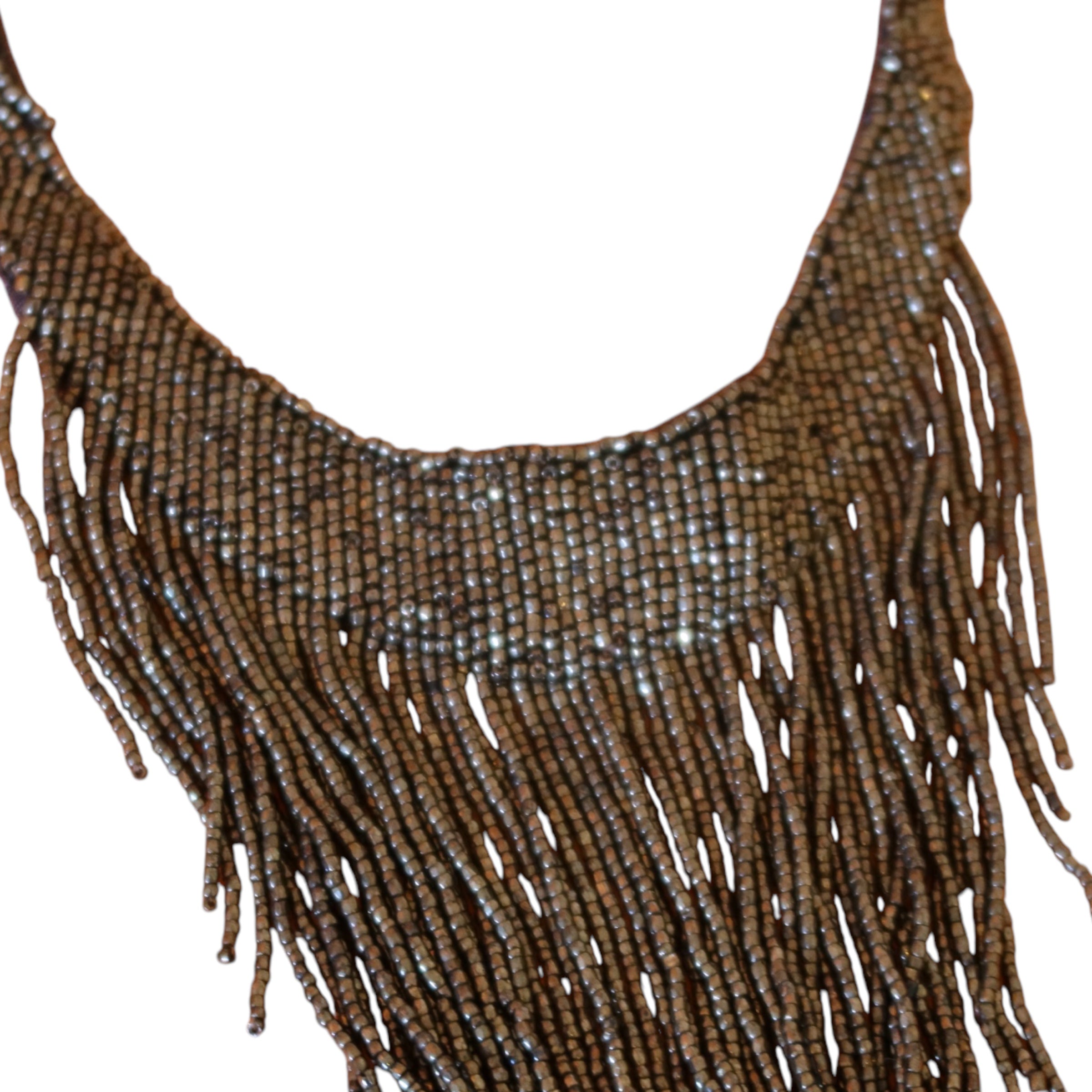 Christian Dior 1997 Masai Beads Crystal Bronze Necklace