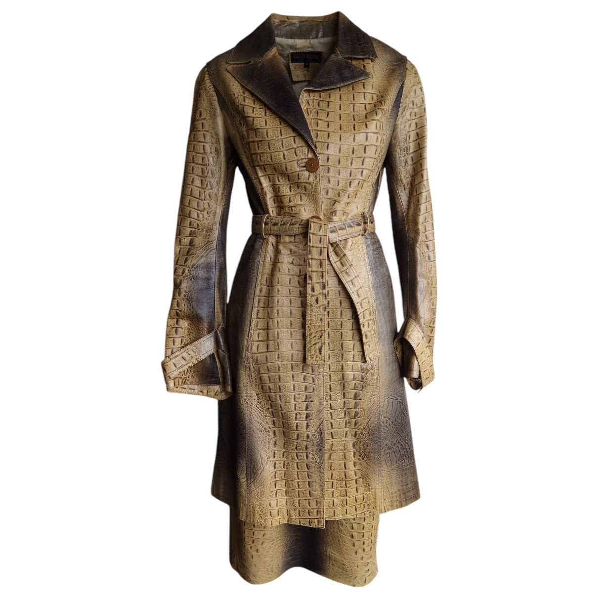 Roberto Cavalli F/W 2000 Croc Leather Trenchcoat And Skirt