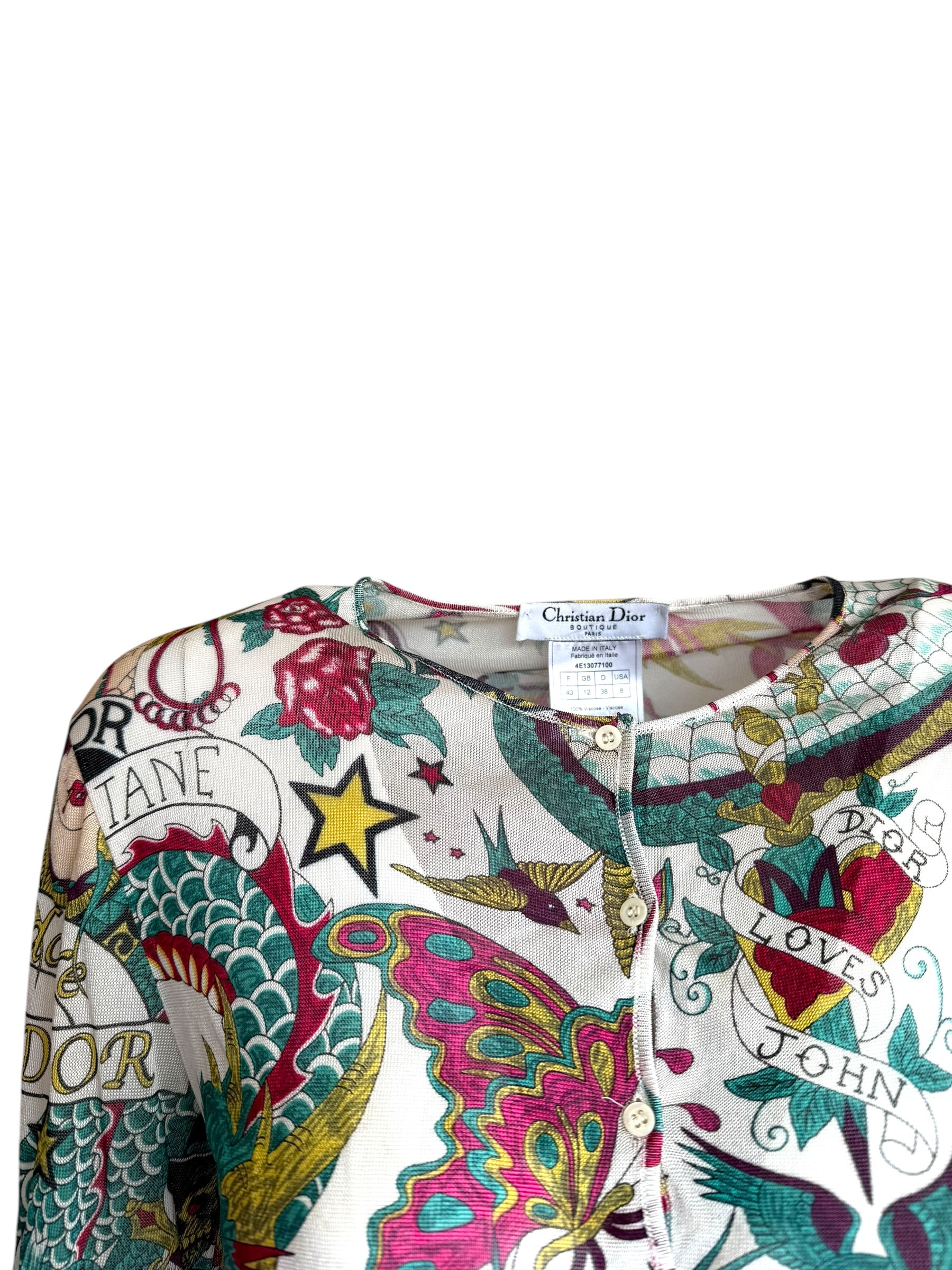 Christian Dior S/S 2004 Gispy Gitane Tattoo Cardigan
