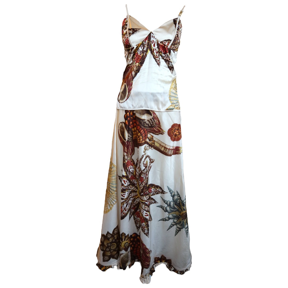 Roberto Cavalli S/S 2005 Silk Seashell Print Cream Set