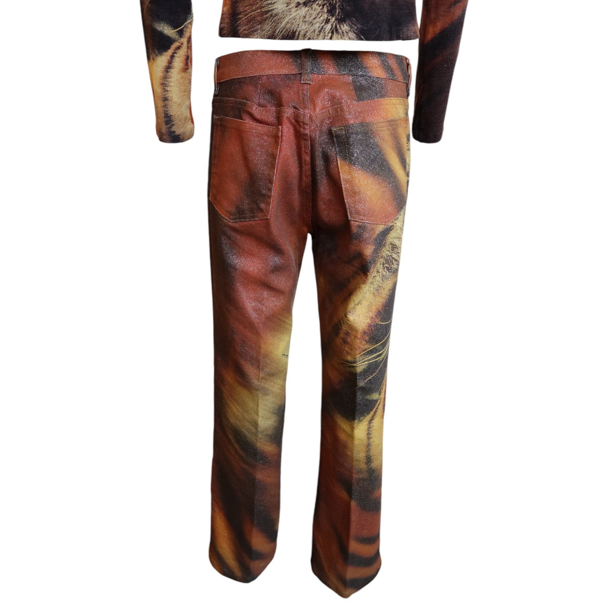 Roberto Cavalli F/W 2000 Tiger Fox Fur Cardigan And Jeans
