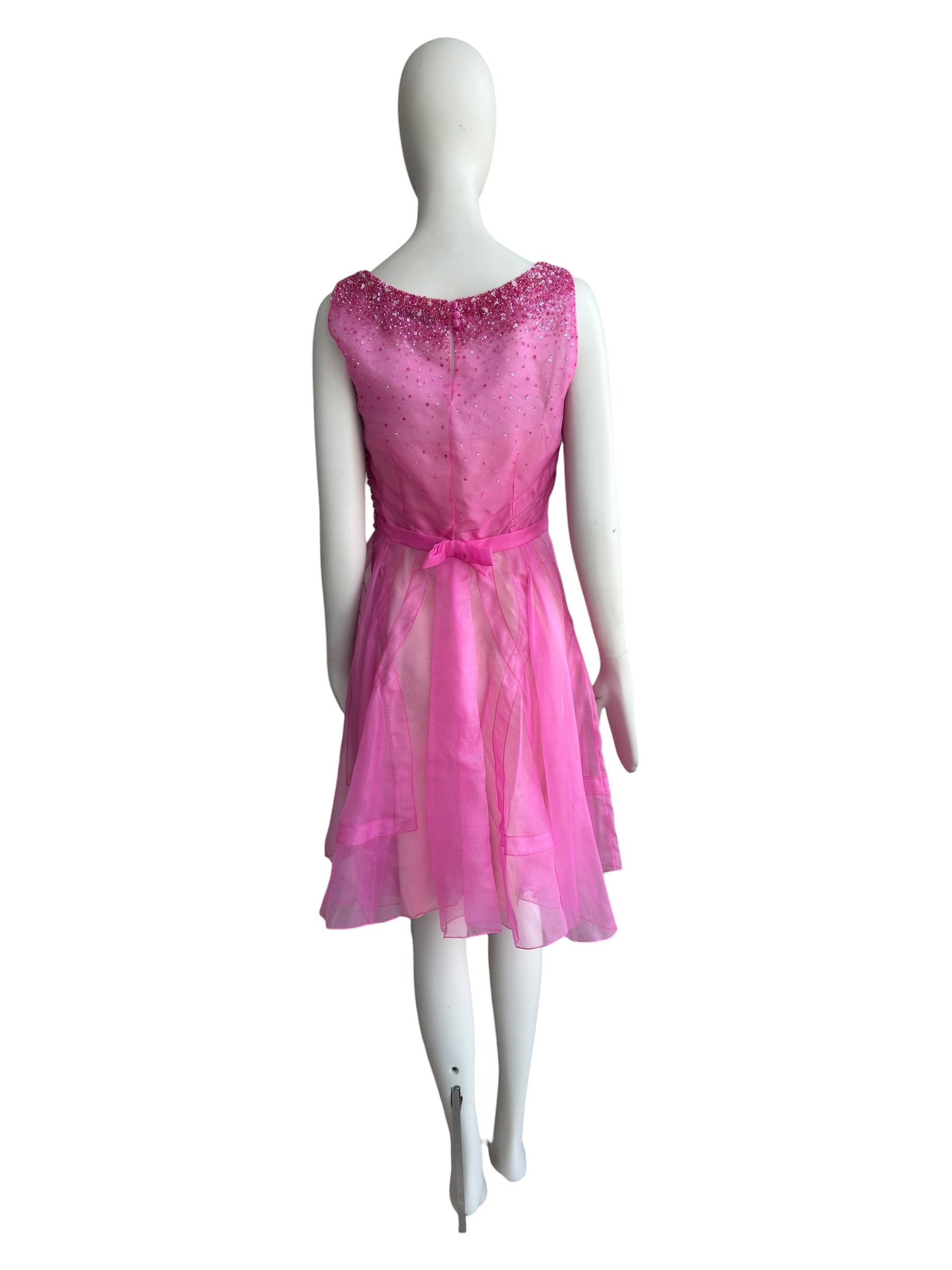 Christian Dior Pink Silk Beaded Mini Dress