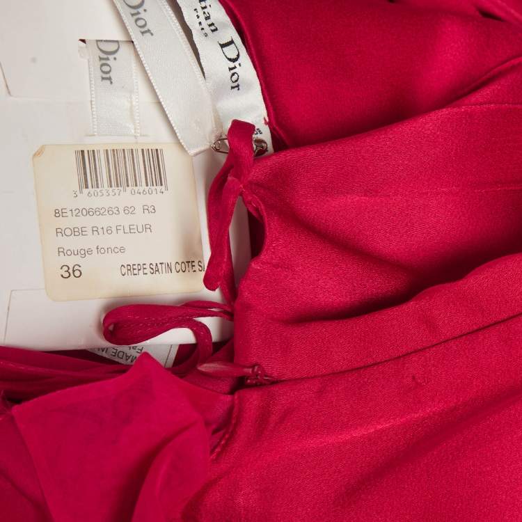 Christian Dior S/S 2008 Red Silk Satin One-Shoulder Midi Dress